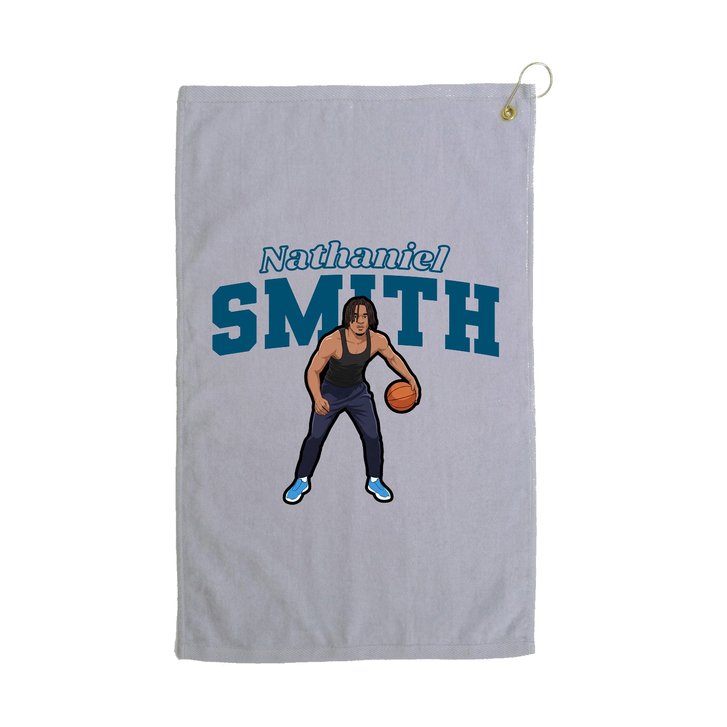 Golf Towel — Name Arch in Grey