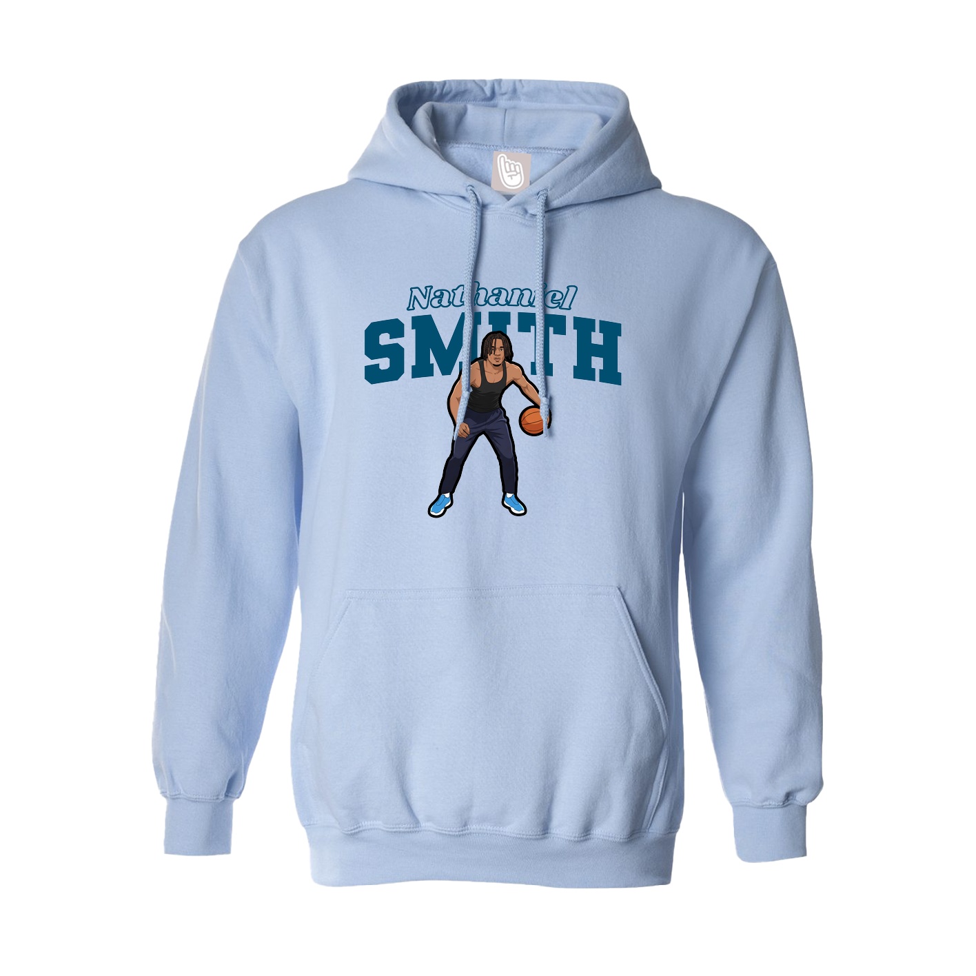 Hoodie — Name Arch in Light Blue