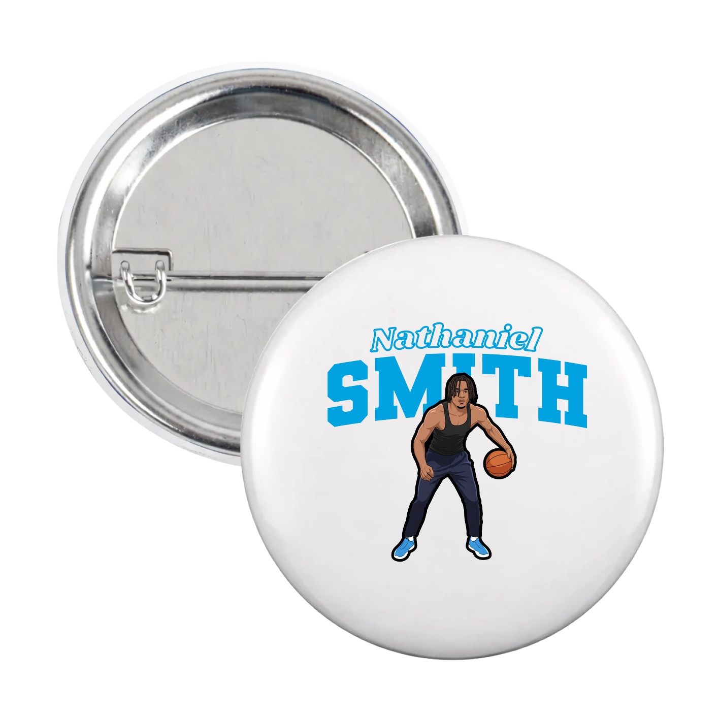 Game Day Button — Name Arch in White
