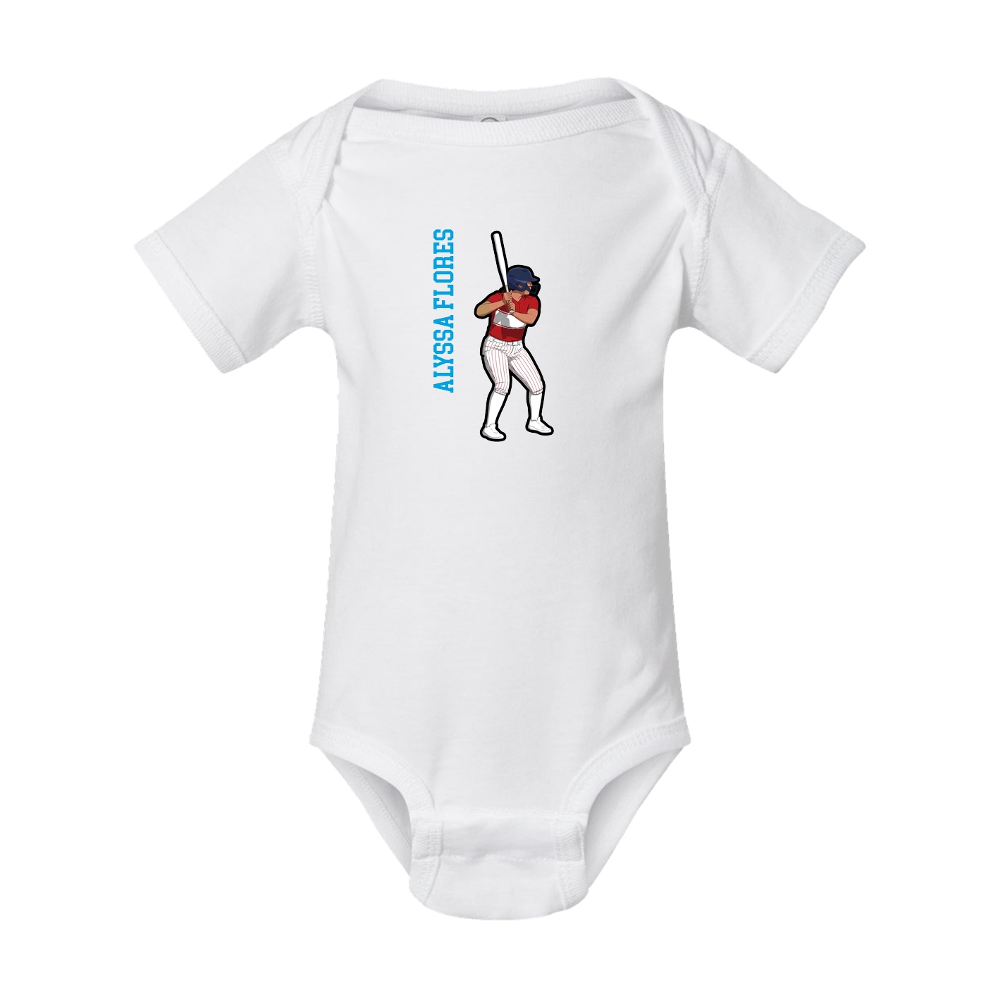 Baby Onesie — Name Vertical in White