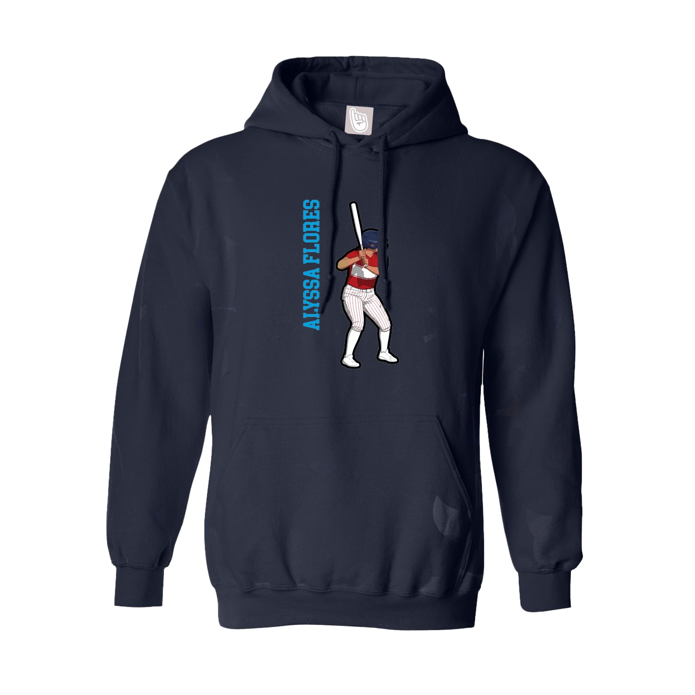 Hoodie — Name Vertical in Navy