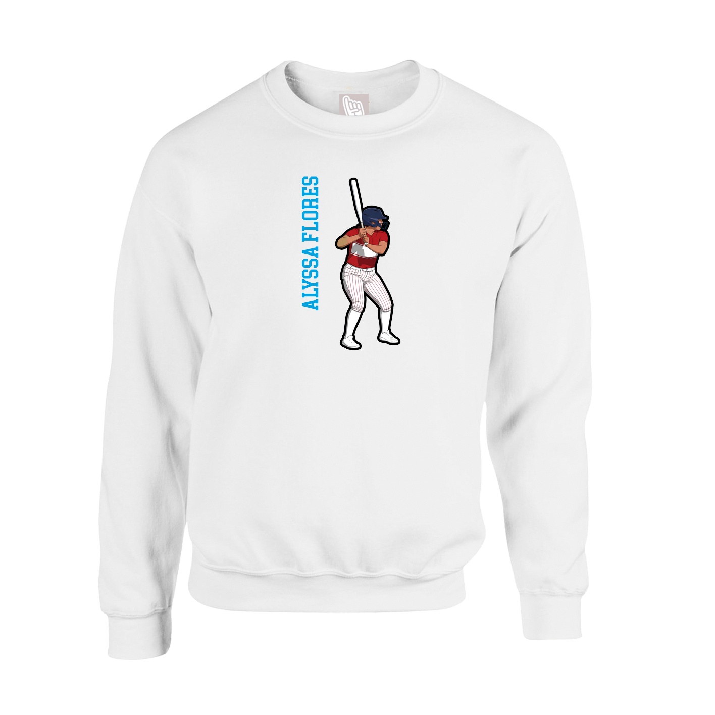 Fleece Crew — Name Vertical in White