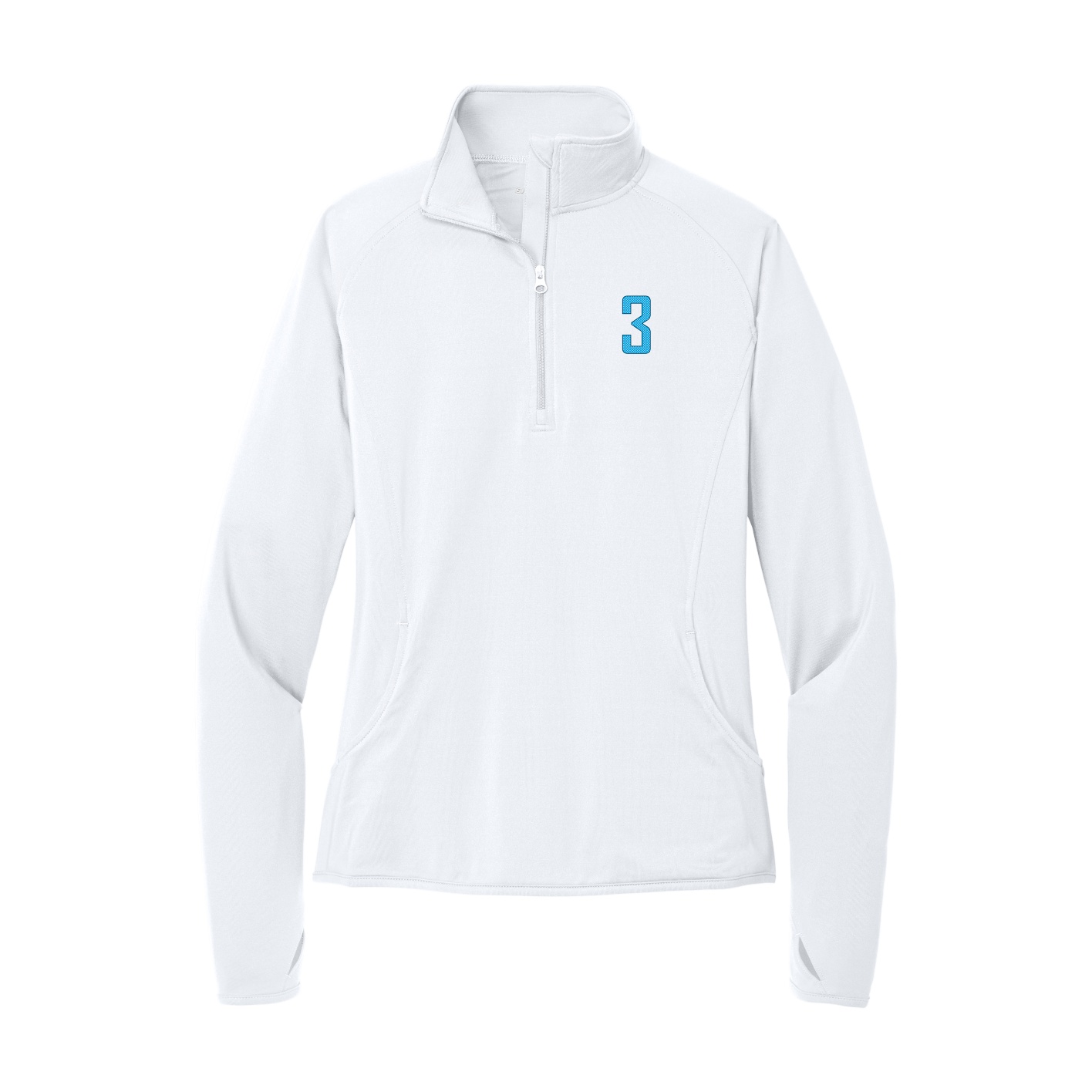 Women's Q-Zip Pullover — Front Shirsy in White