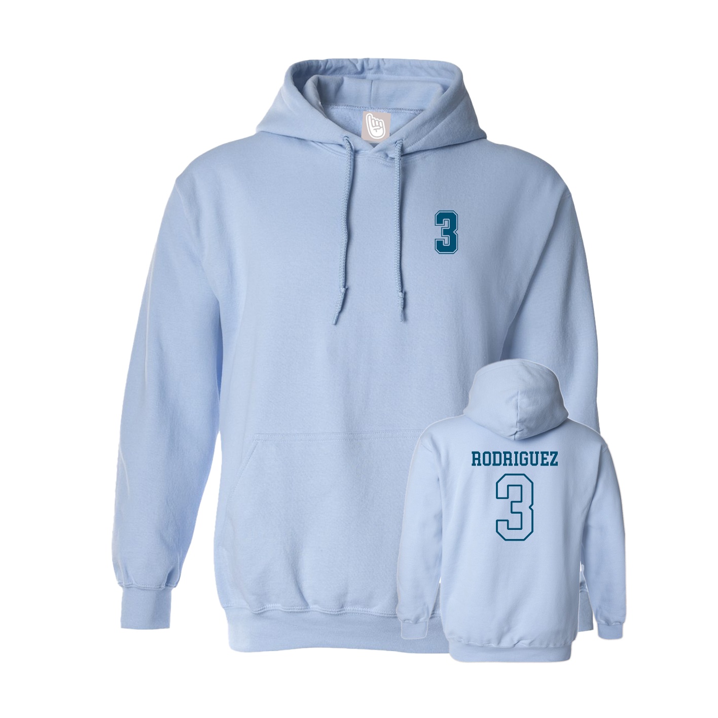 Hoodie — Chest Back in Light Blue