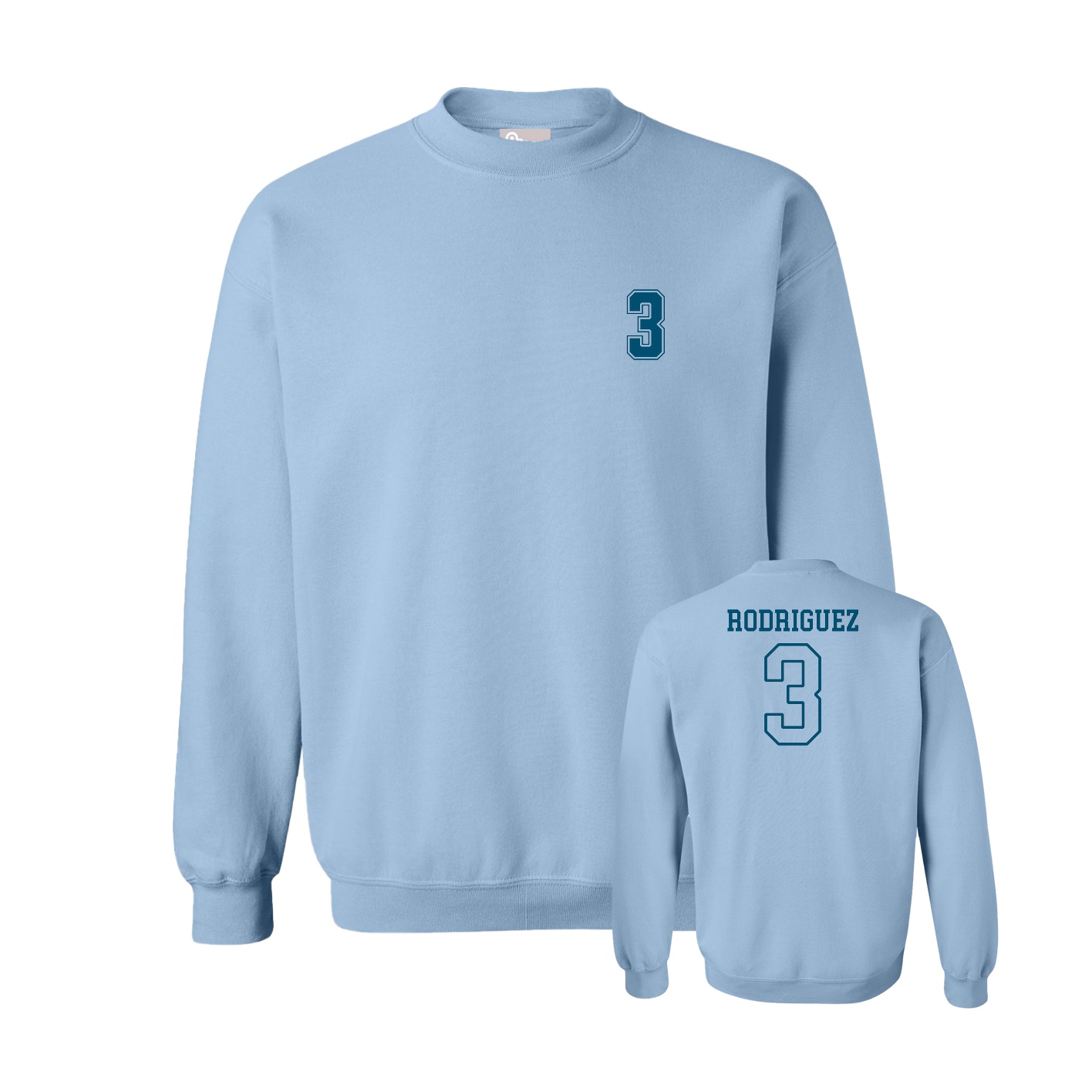 Fleece Crew — Chest Back in Light Blue