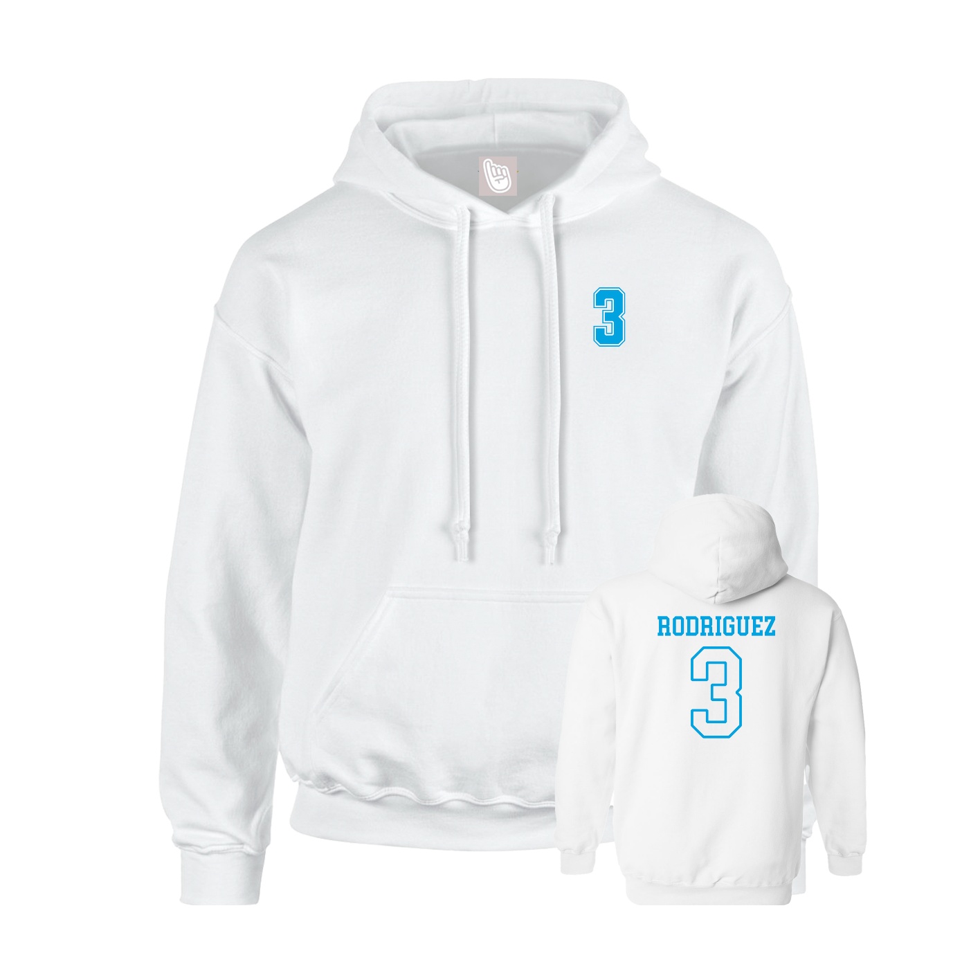 Youth Hoodie — Chest Back in White