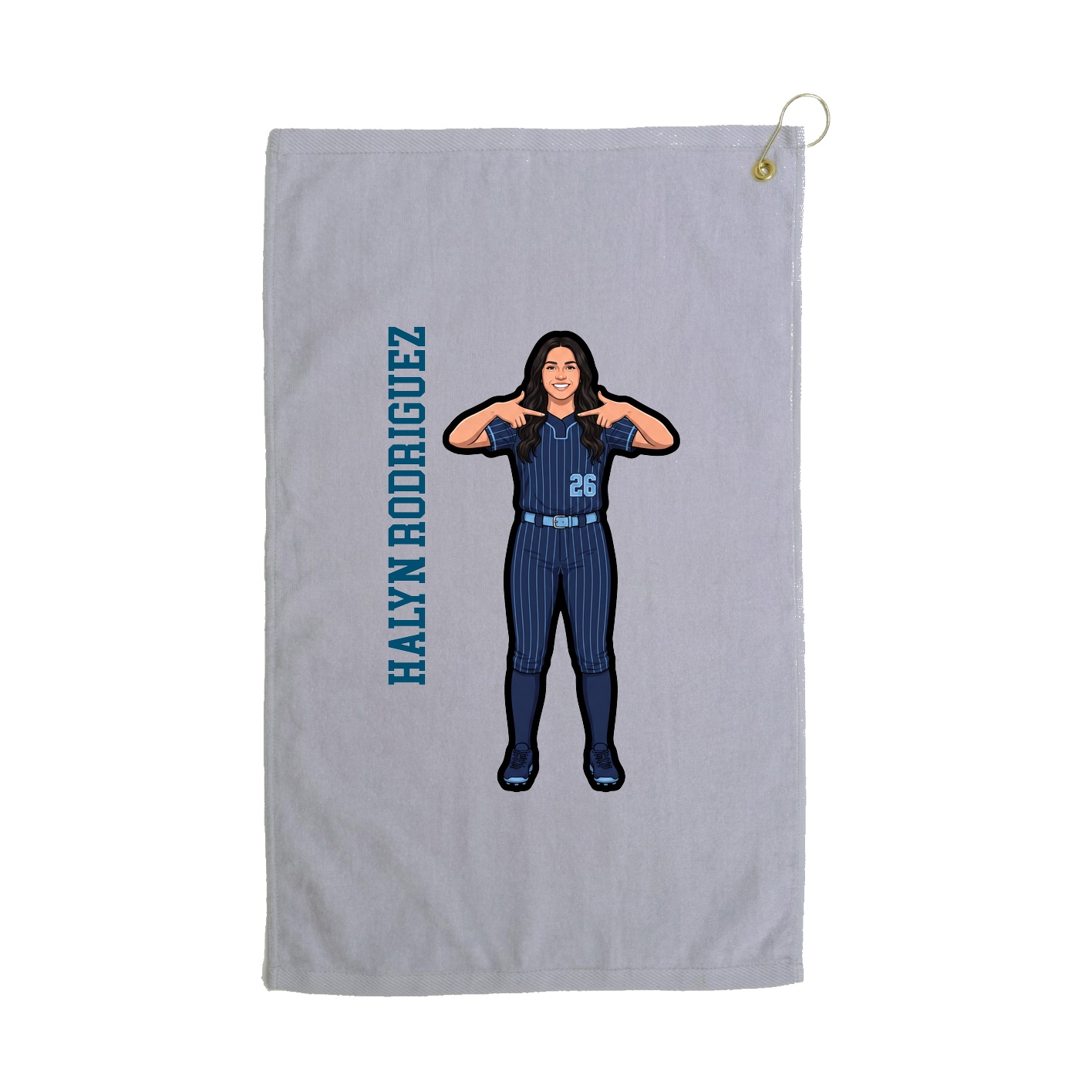 Golf Towel — Name Vertical in Grey