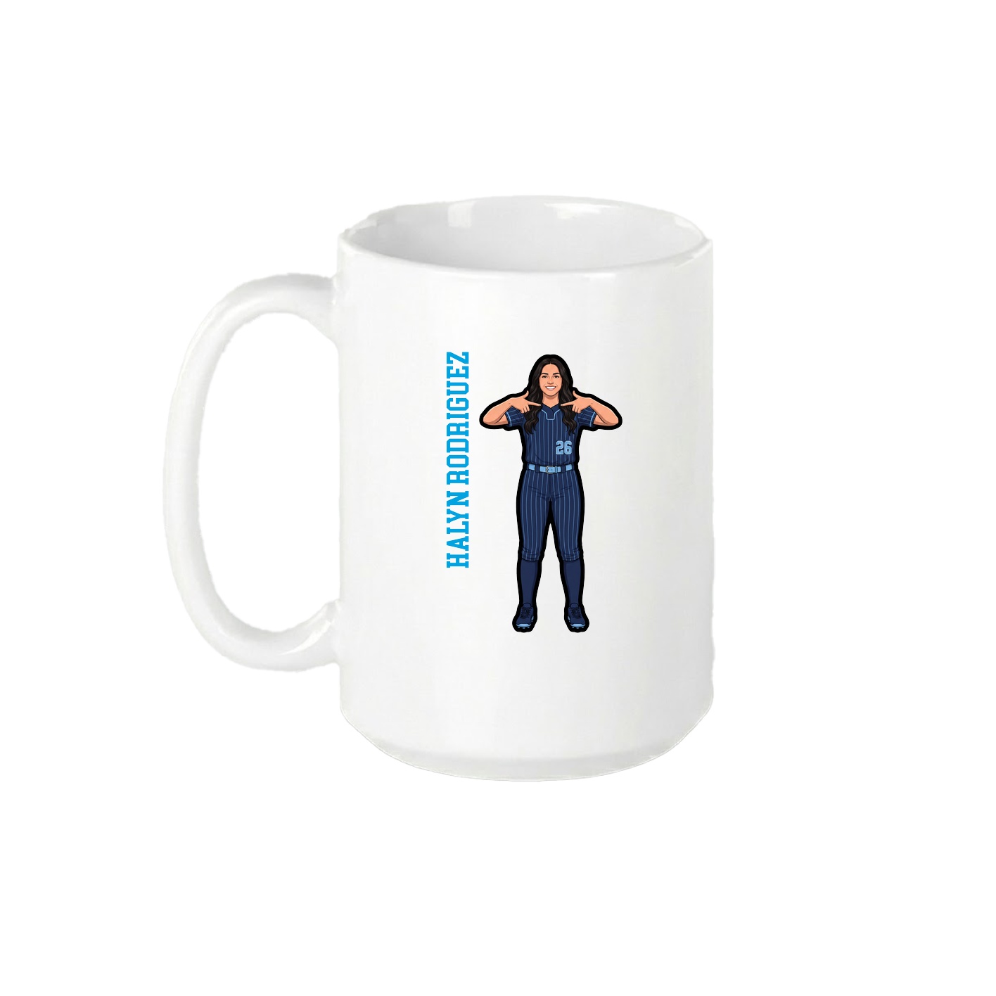 15oz Coffee Mug — Name Vertical in White