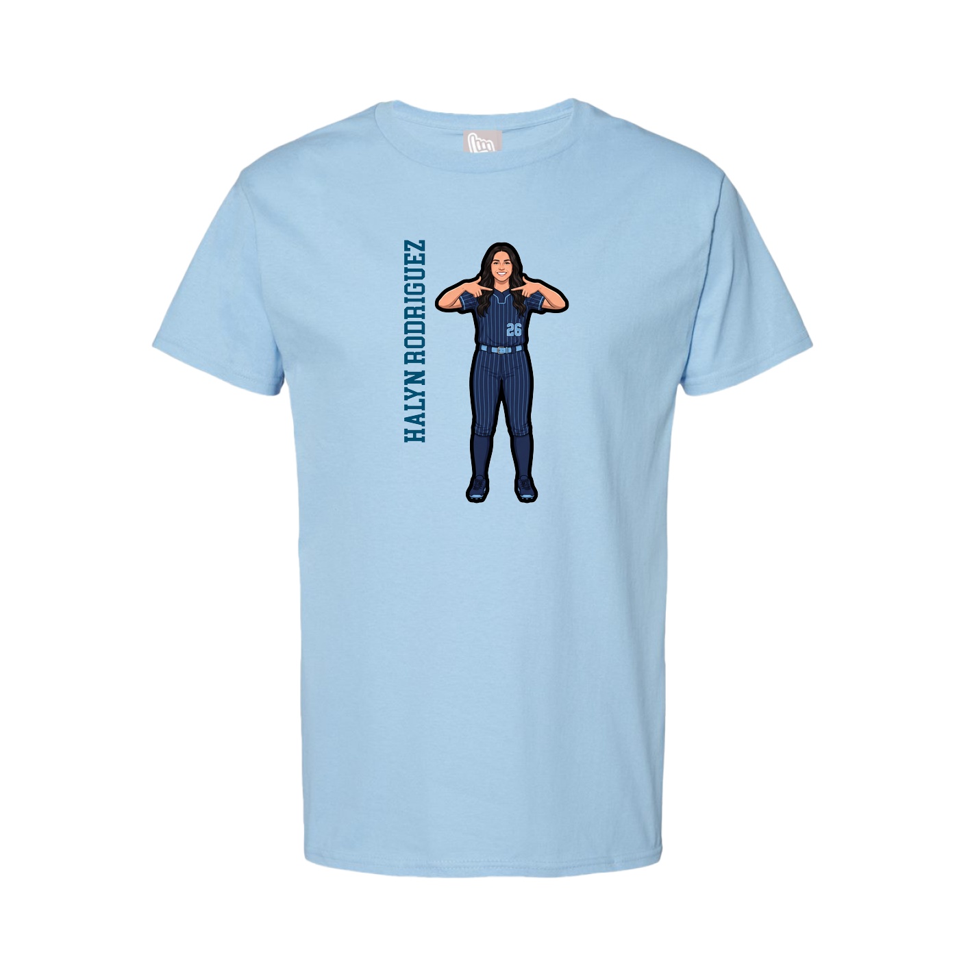 Tee — Name Vertical in Light Blue