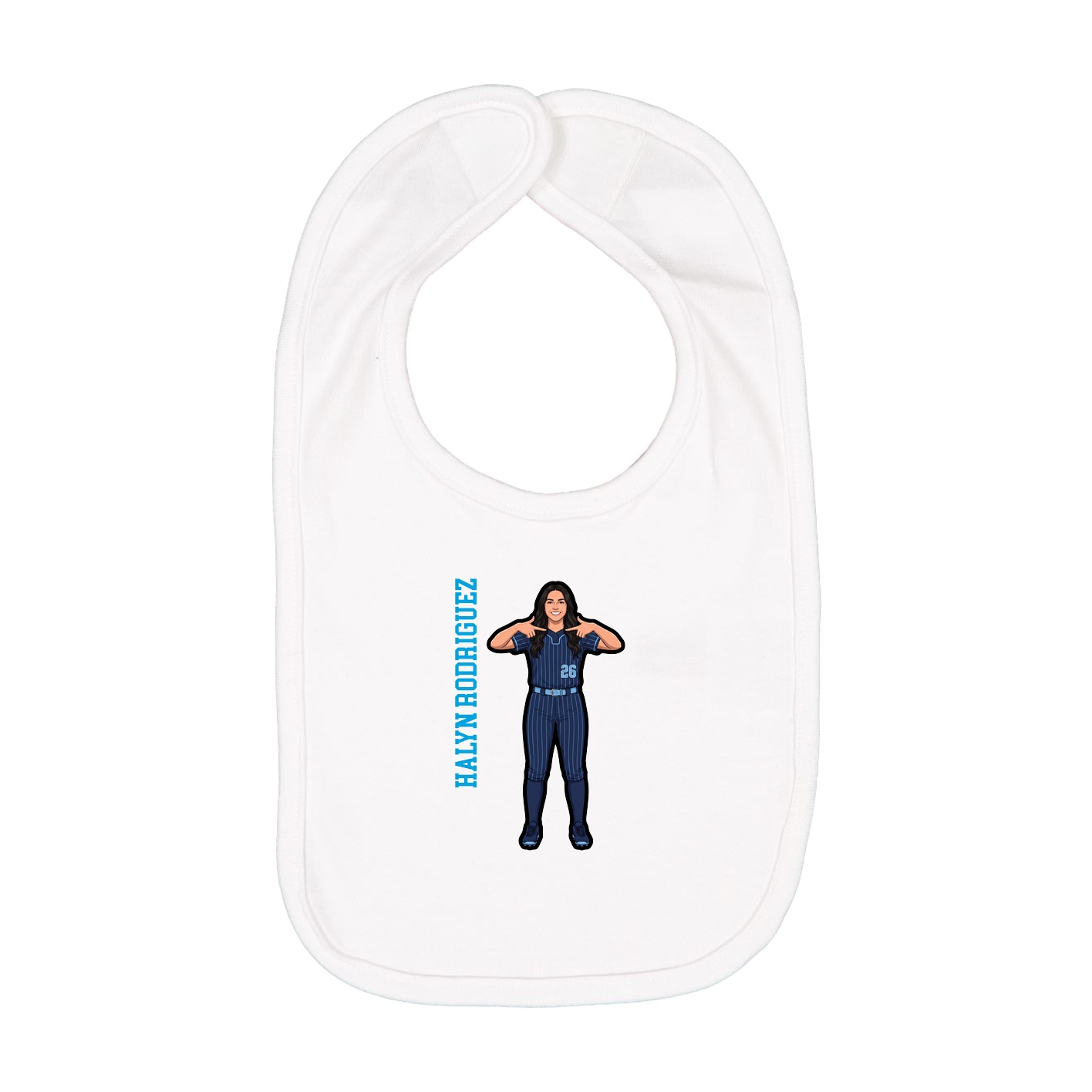 Infant Bib — Name Vertical in White