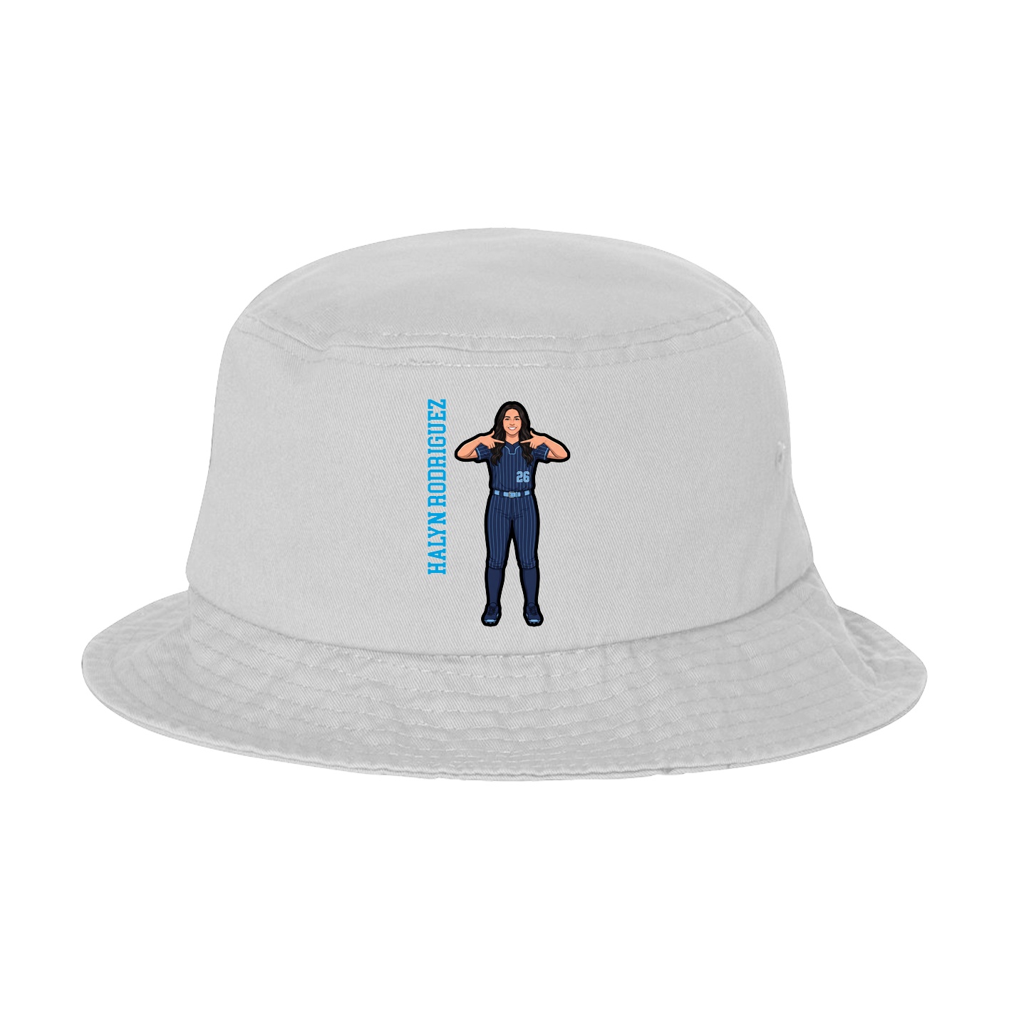 Bucket Cap — Name Vertical in White