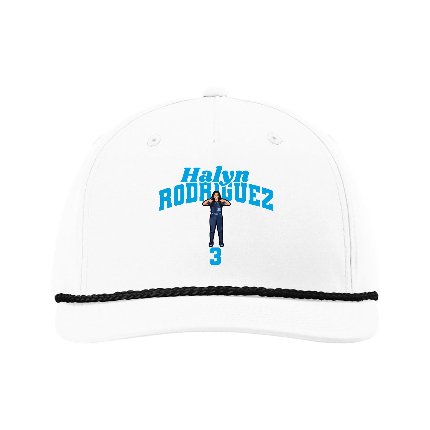 Five-Panel Classic Rope Cap — Signature Arch in White