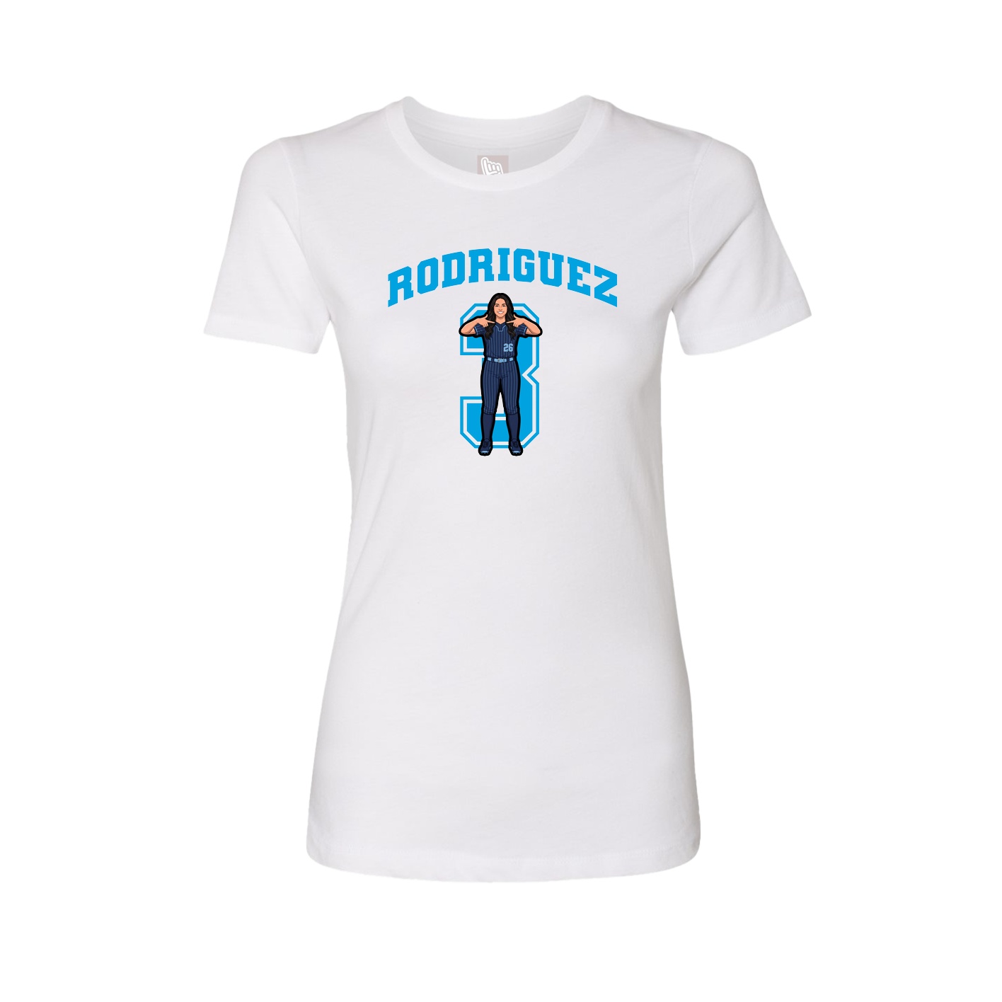 Fitted Women's Tee — Number in White