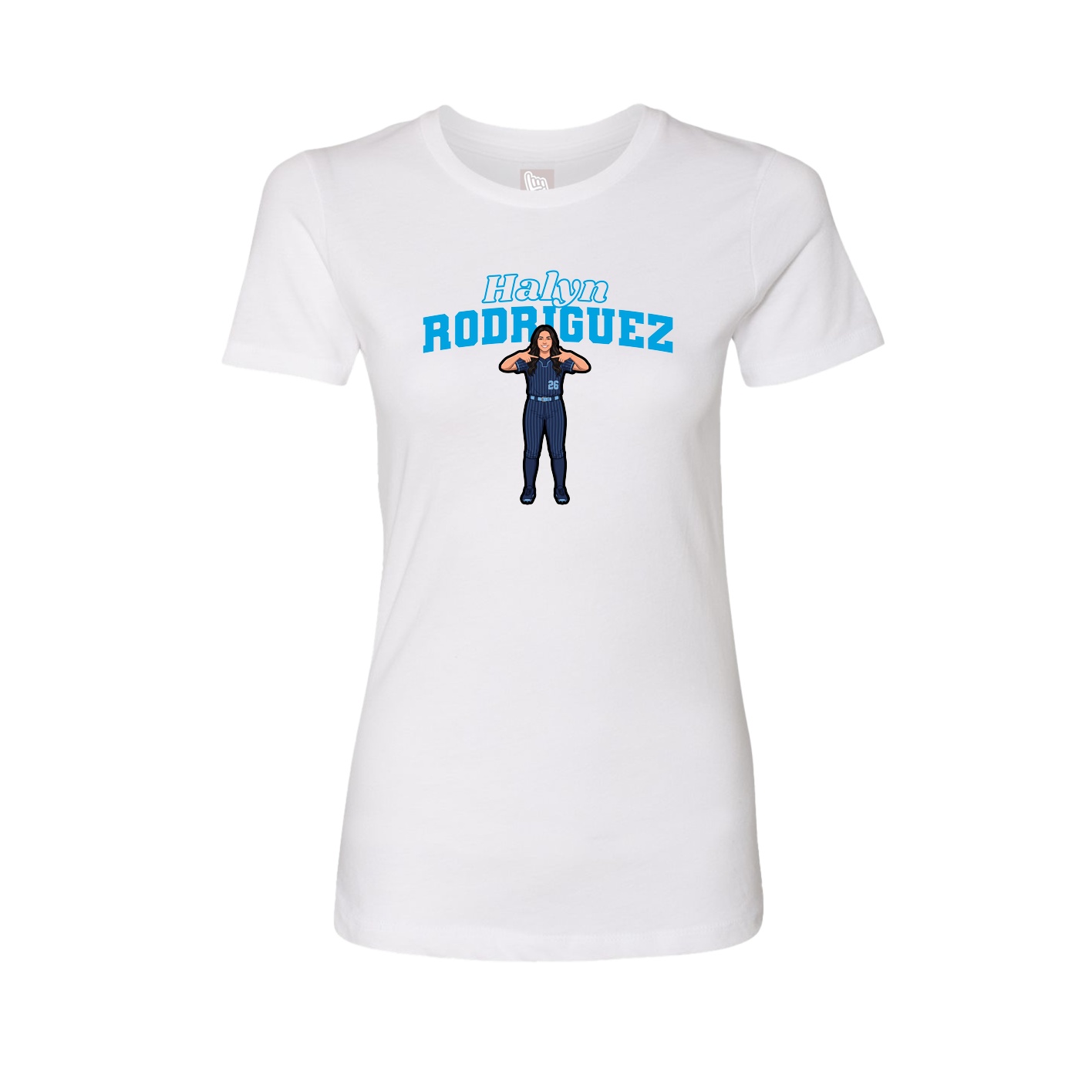 Fitted Women's Tee — Name Arch in White