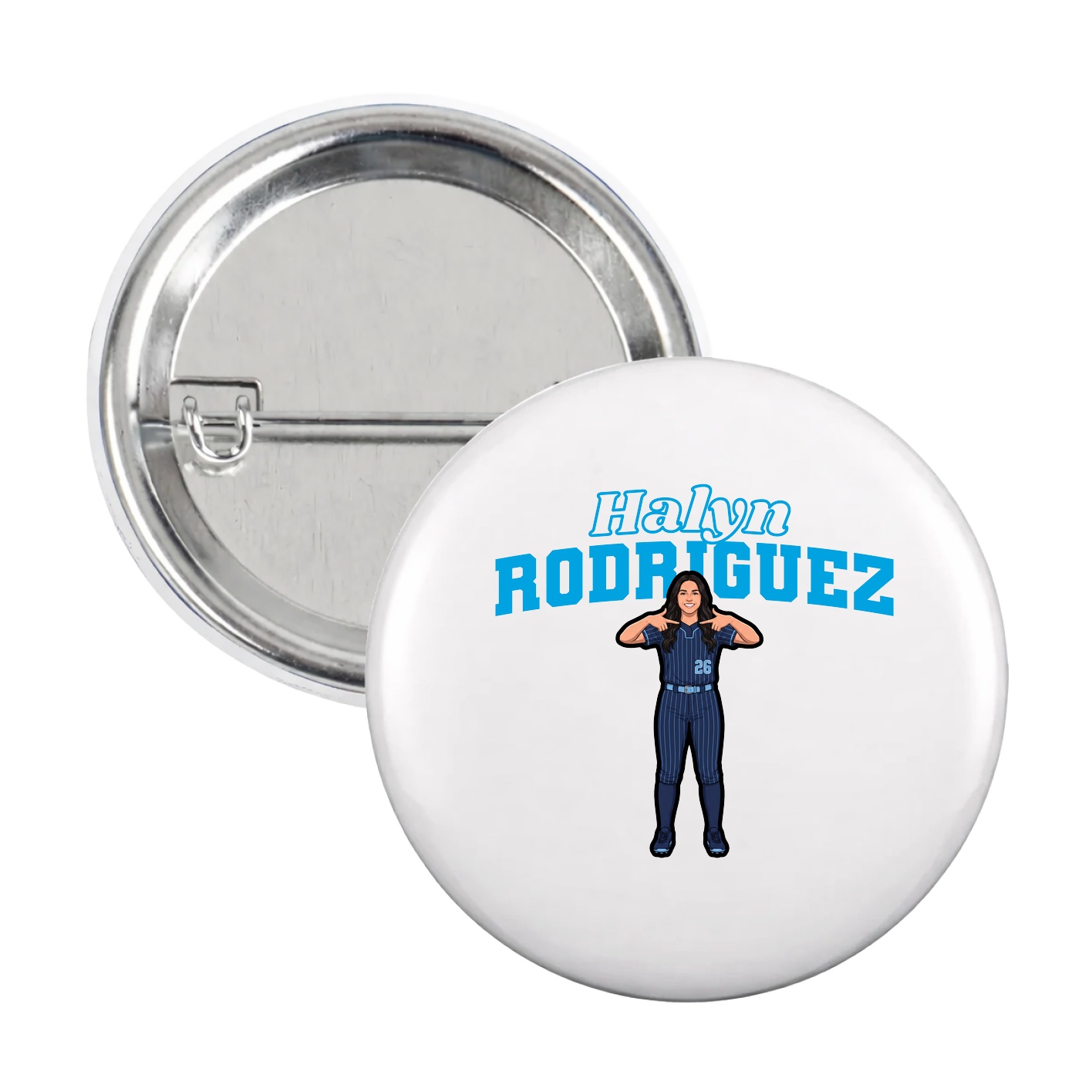 Game Day Button — Name Arch in White