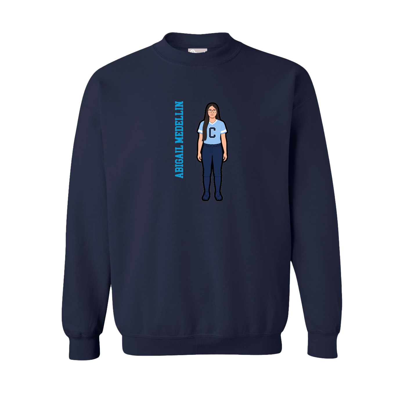 Fleece Crew — Name Vertical in Navy