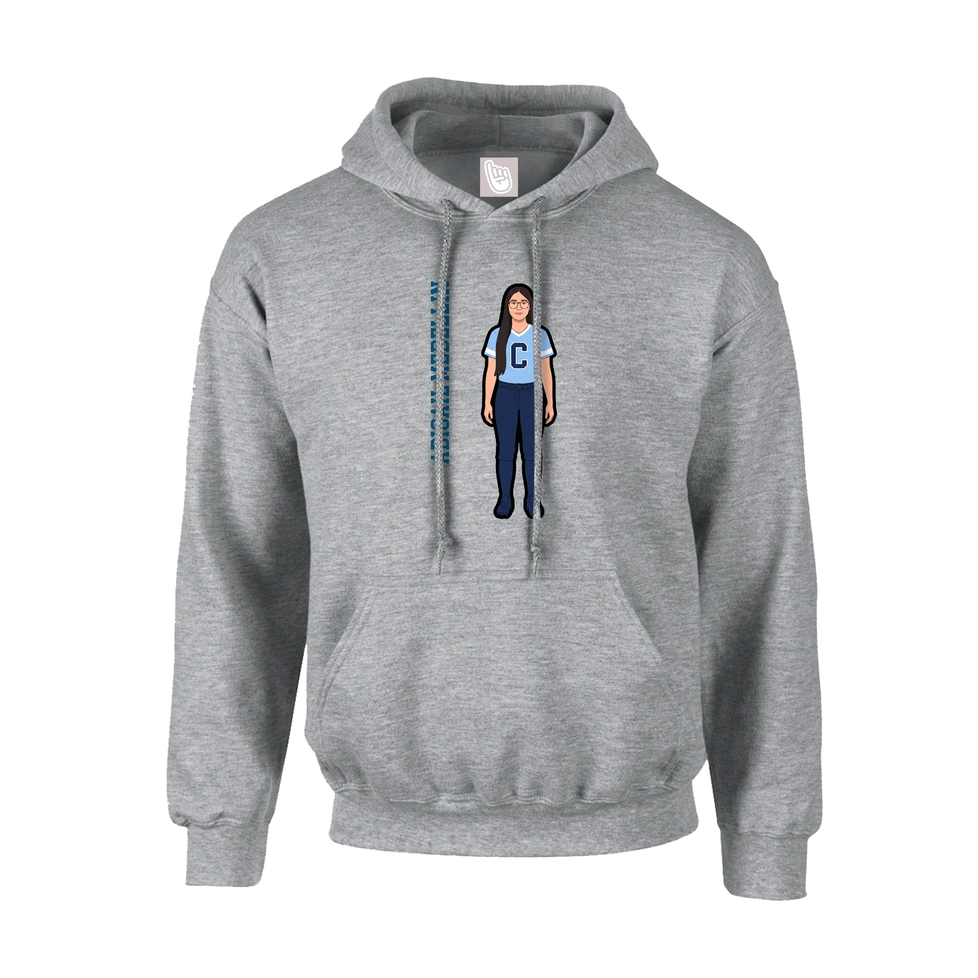 Youth Hoodie — Name Vertical in Grey