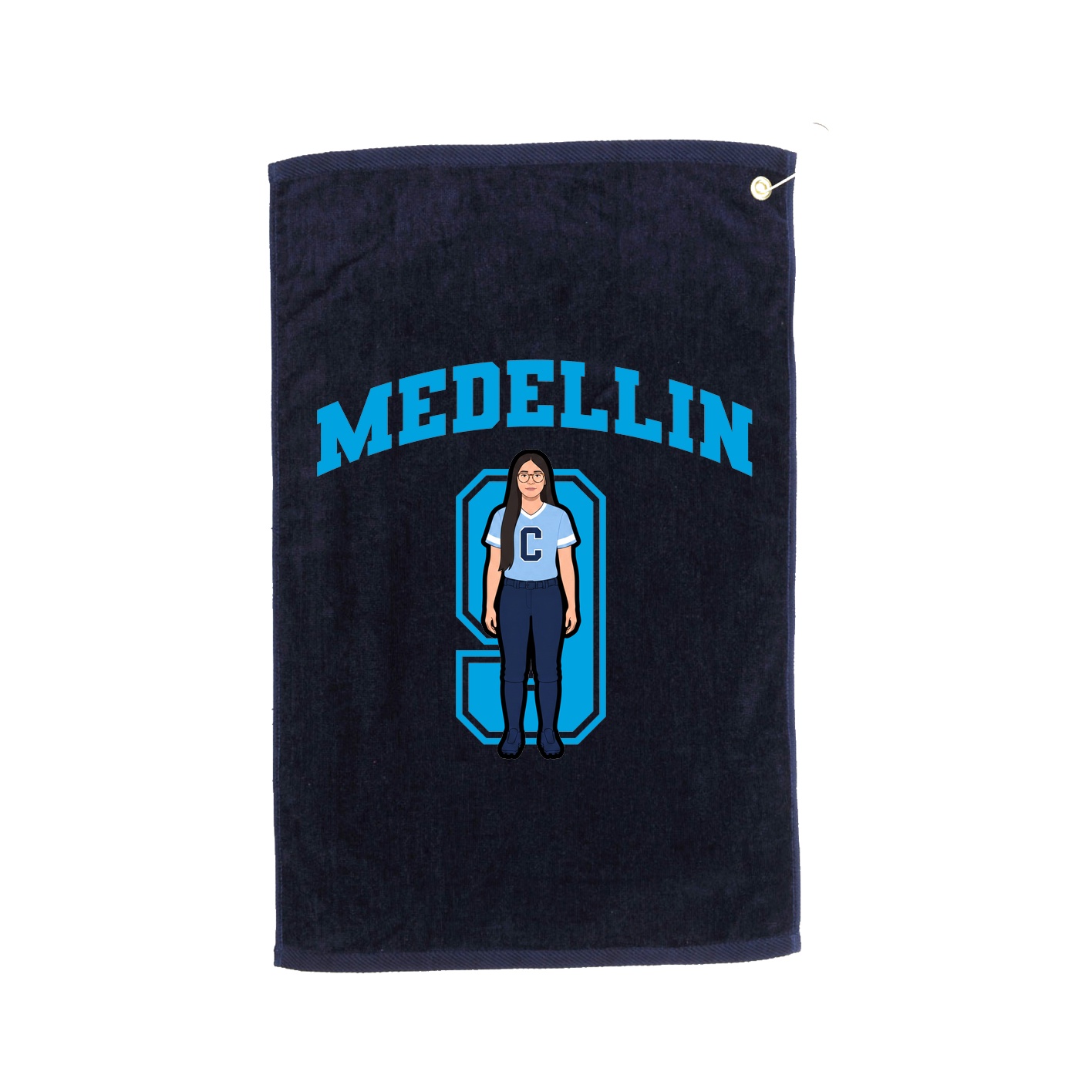 Golf Towel — Number in Navy