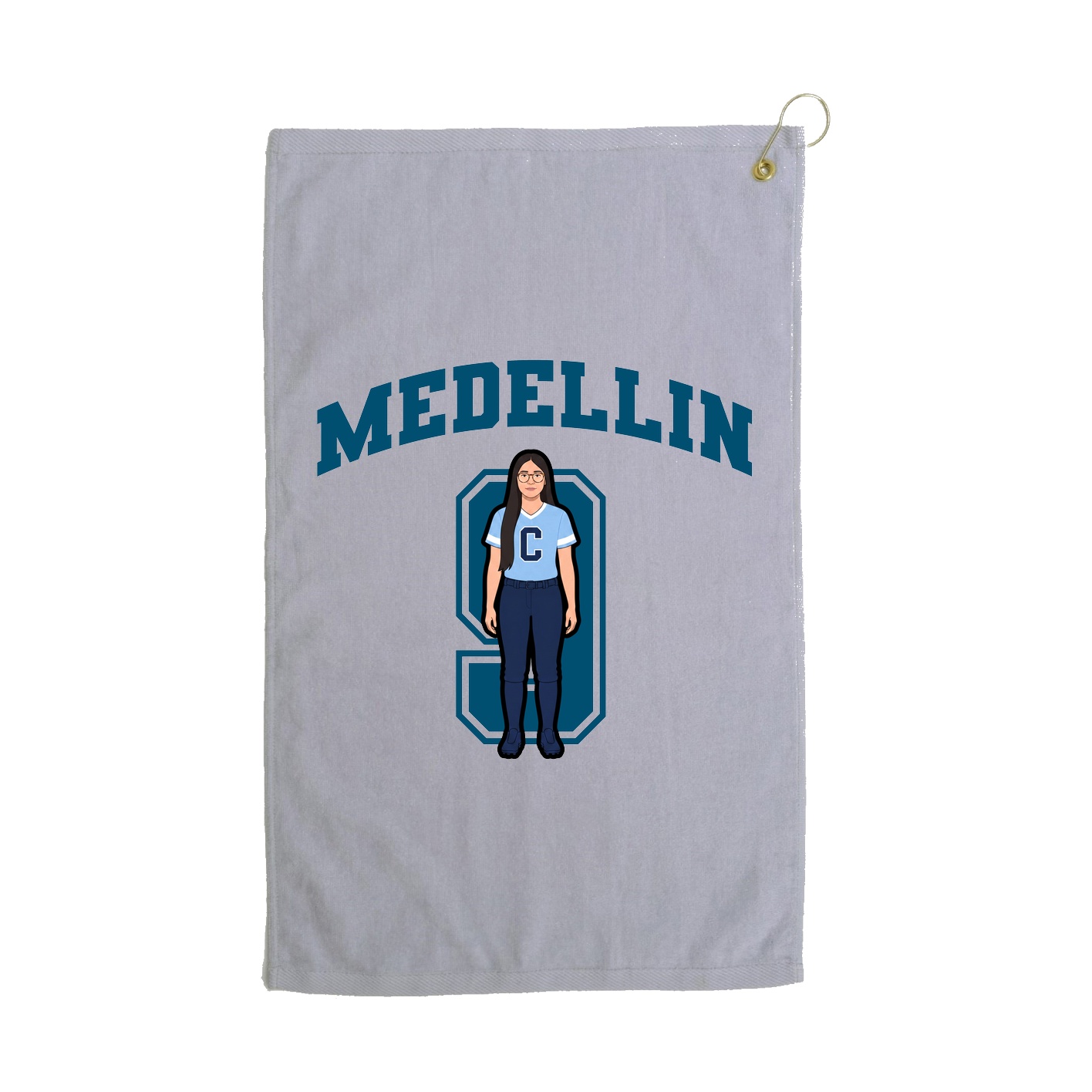 Golf Towel — Number in Grey