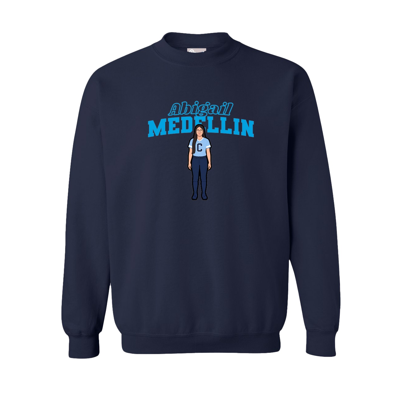 Fleece Crew — Name Arch in Navy