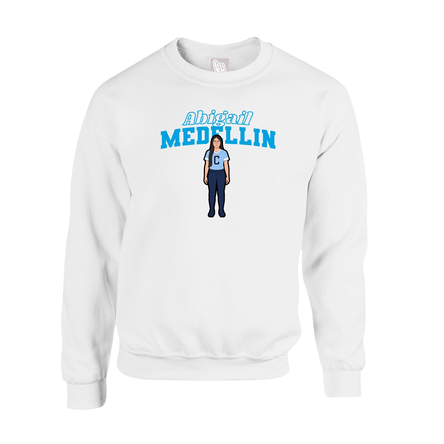 Fleece Crew — Name Arch in White