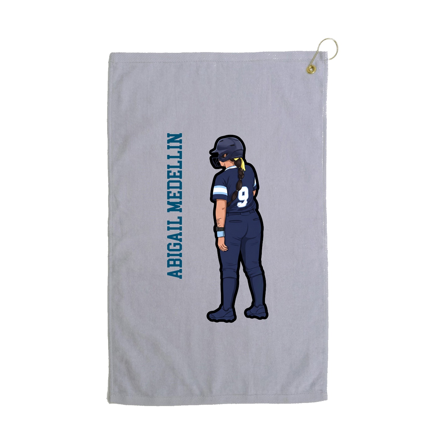 Golf Towel — Name Vertical in Grey