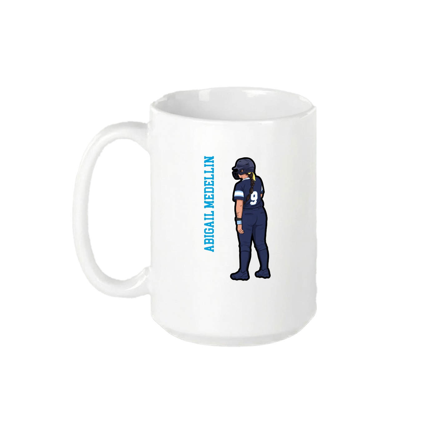 15oz Coffee Mug — Name Vertical in White