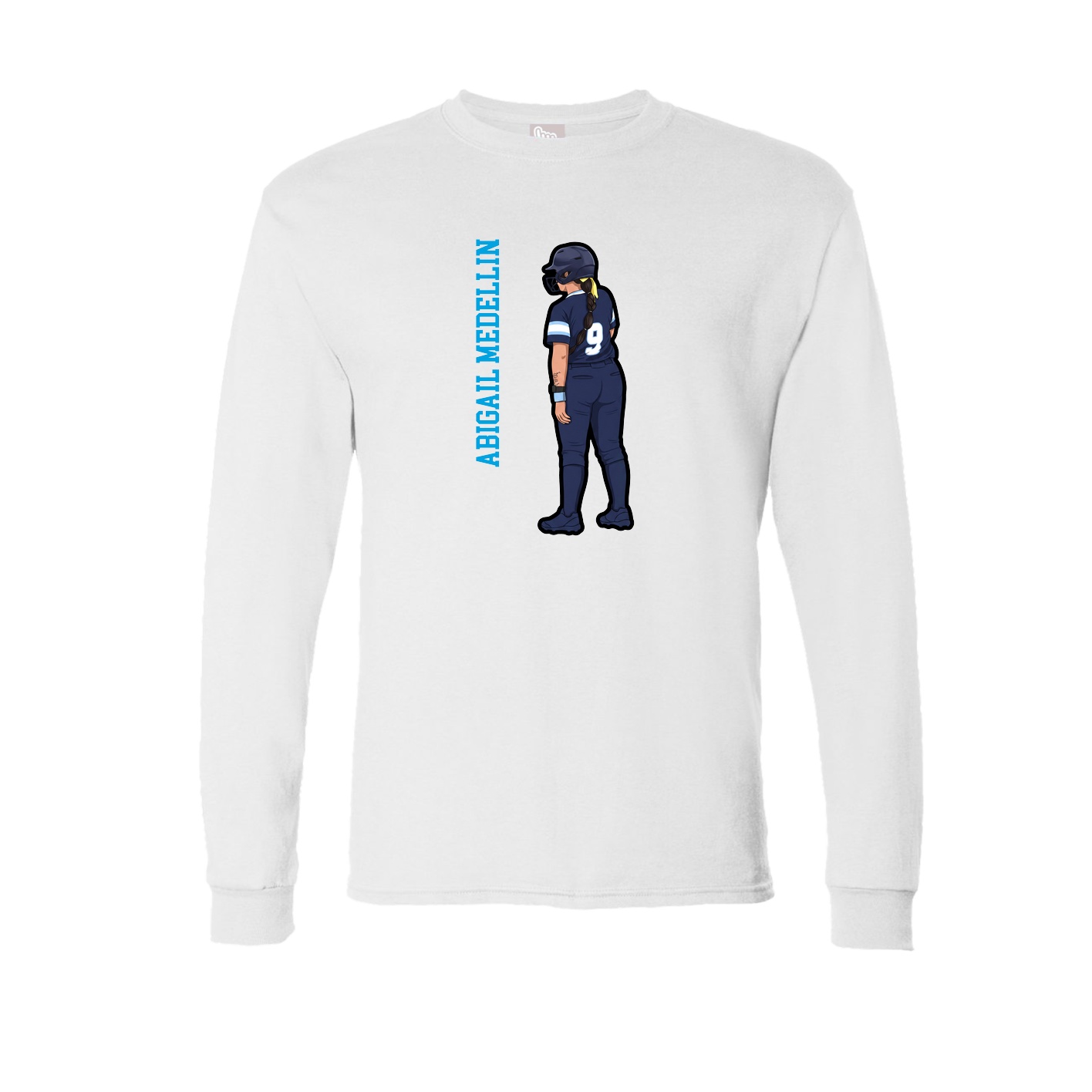 Long Sleeve Tee — Name Vertical in White