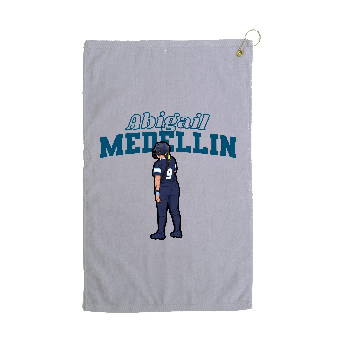 Golf Towel — Name Arch in Grey