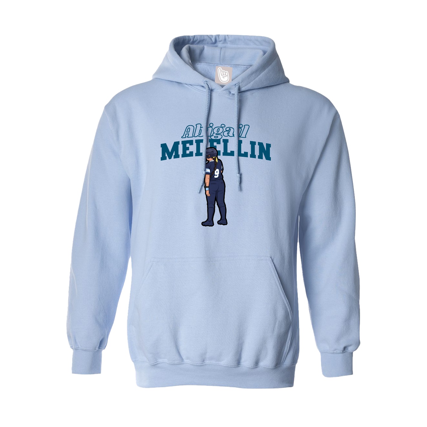 Hoodie — Name Arch in Light Blue