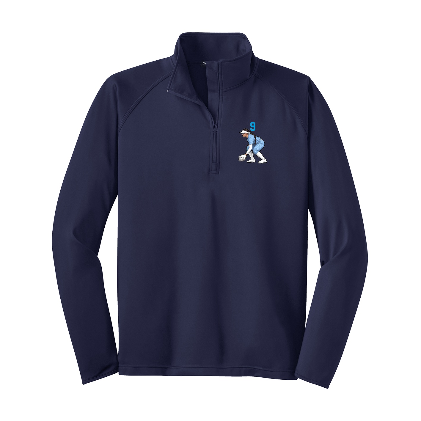 Q-Zip Pullover — Number Top in Navy
