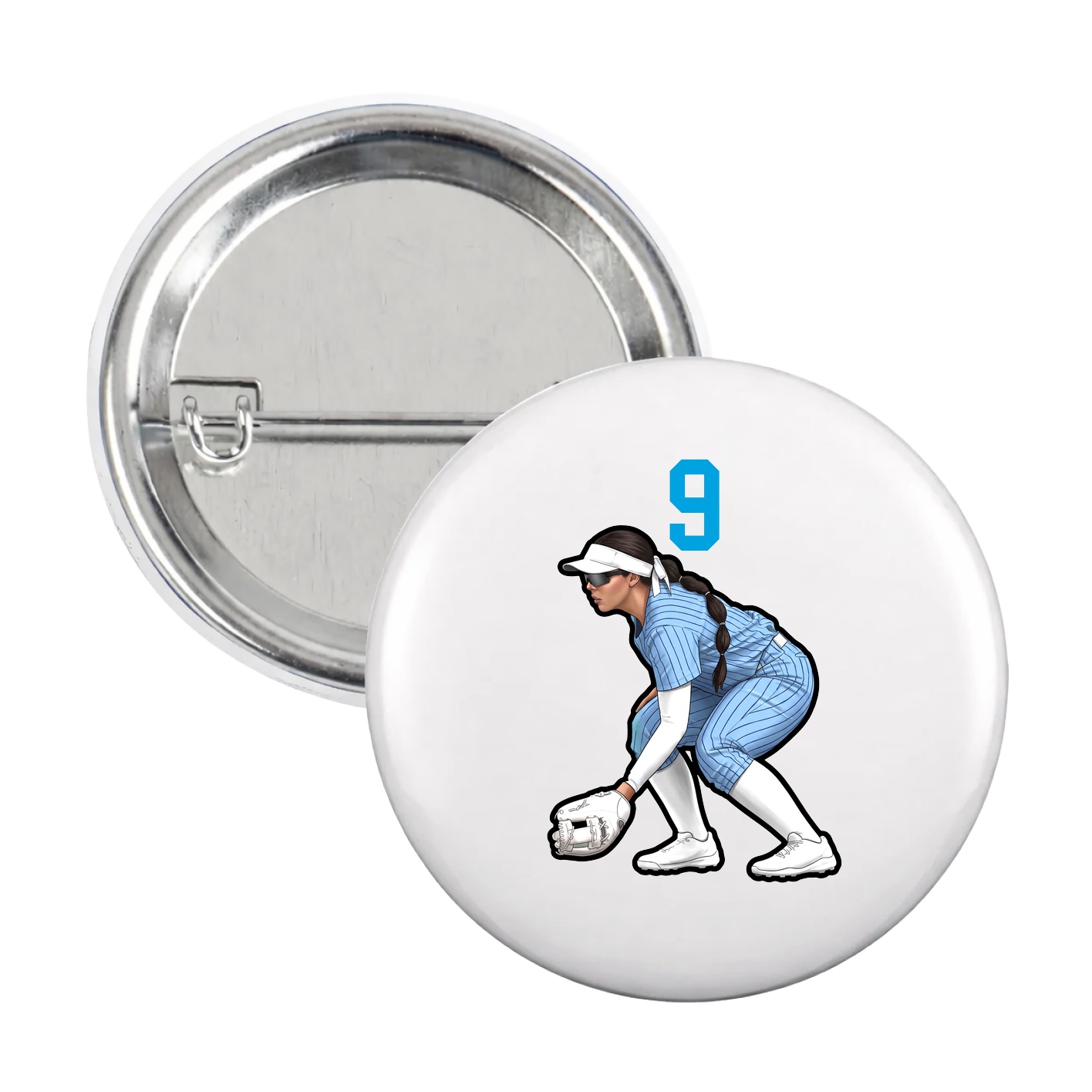Game Day Button — Number Top in White