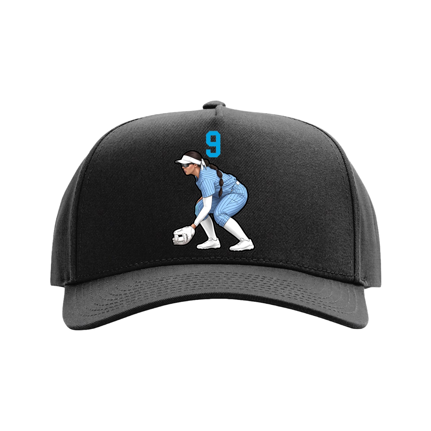 Full Fabric Five-Panel Champ Cap — Number Top in Black