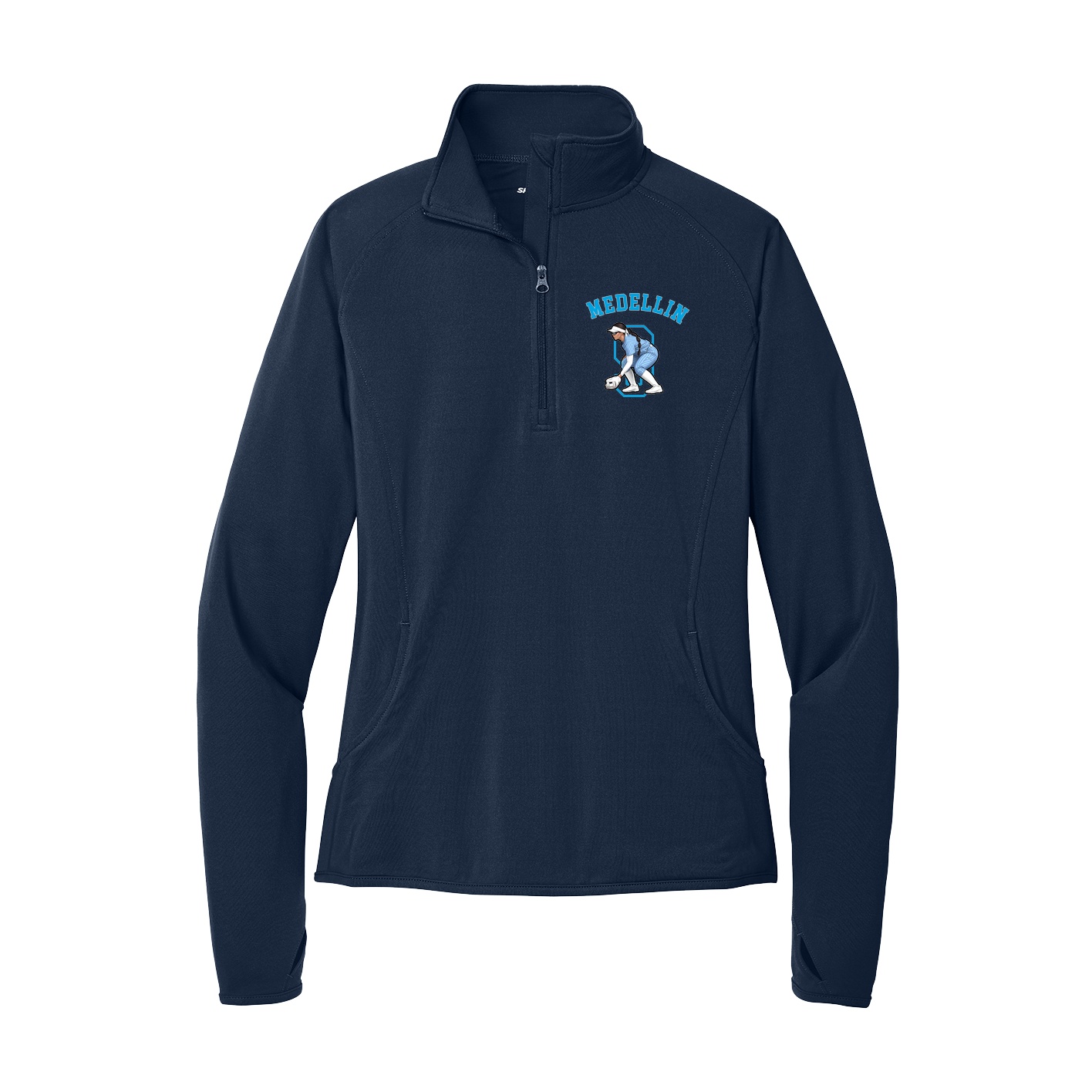 Women's Q-Zip Pullover — Shirsey Arch in Navy