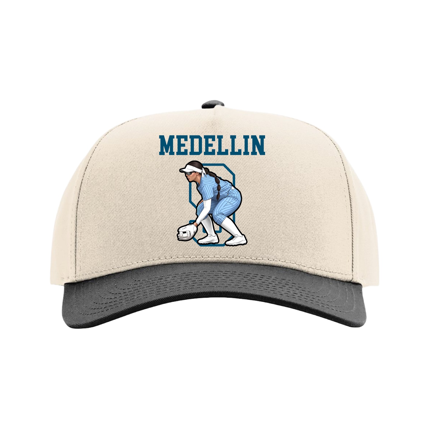 Full Fabric Five-Panel Champ Cap — Shirsey in Cream/Black