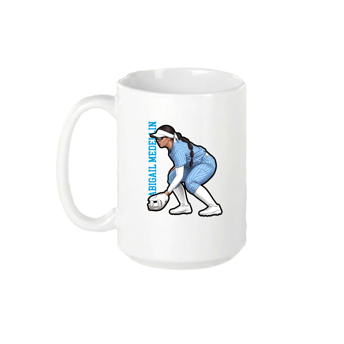15oz Coffee Mug — Name Vertical in White