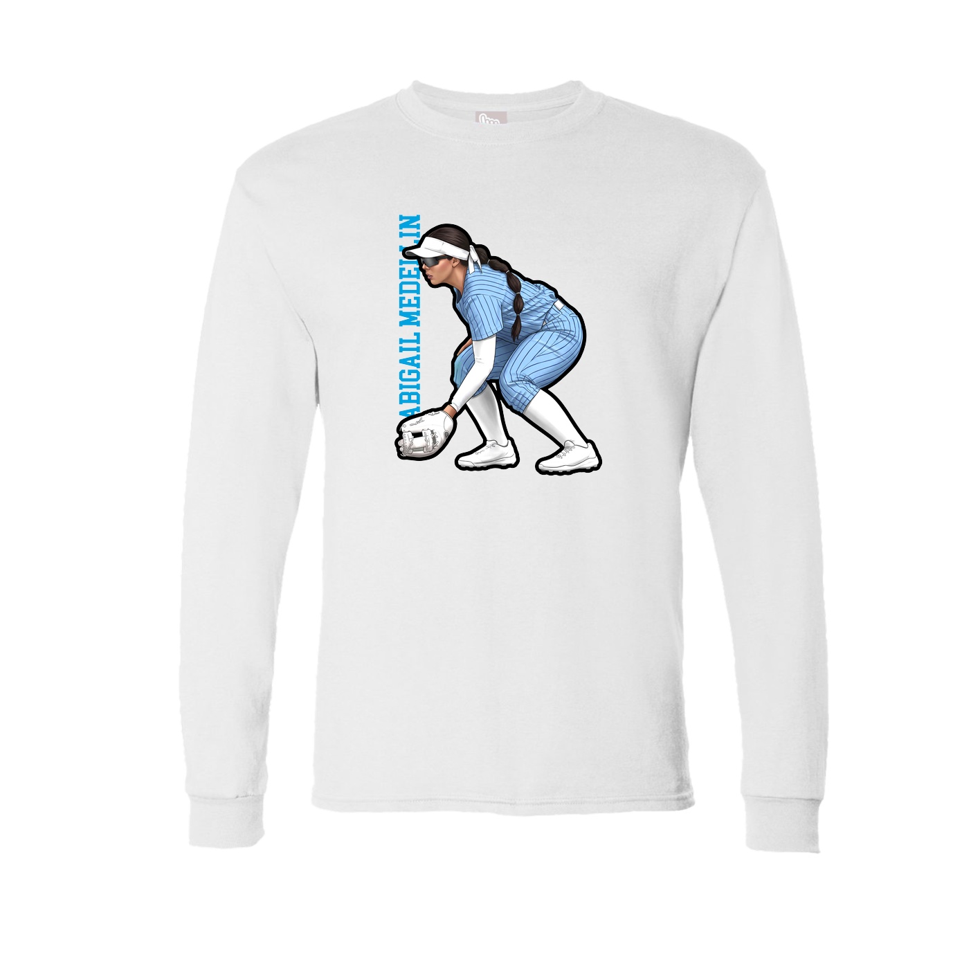 Long Sleeve Tee — Name Vertical in White
