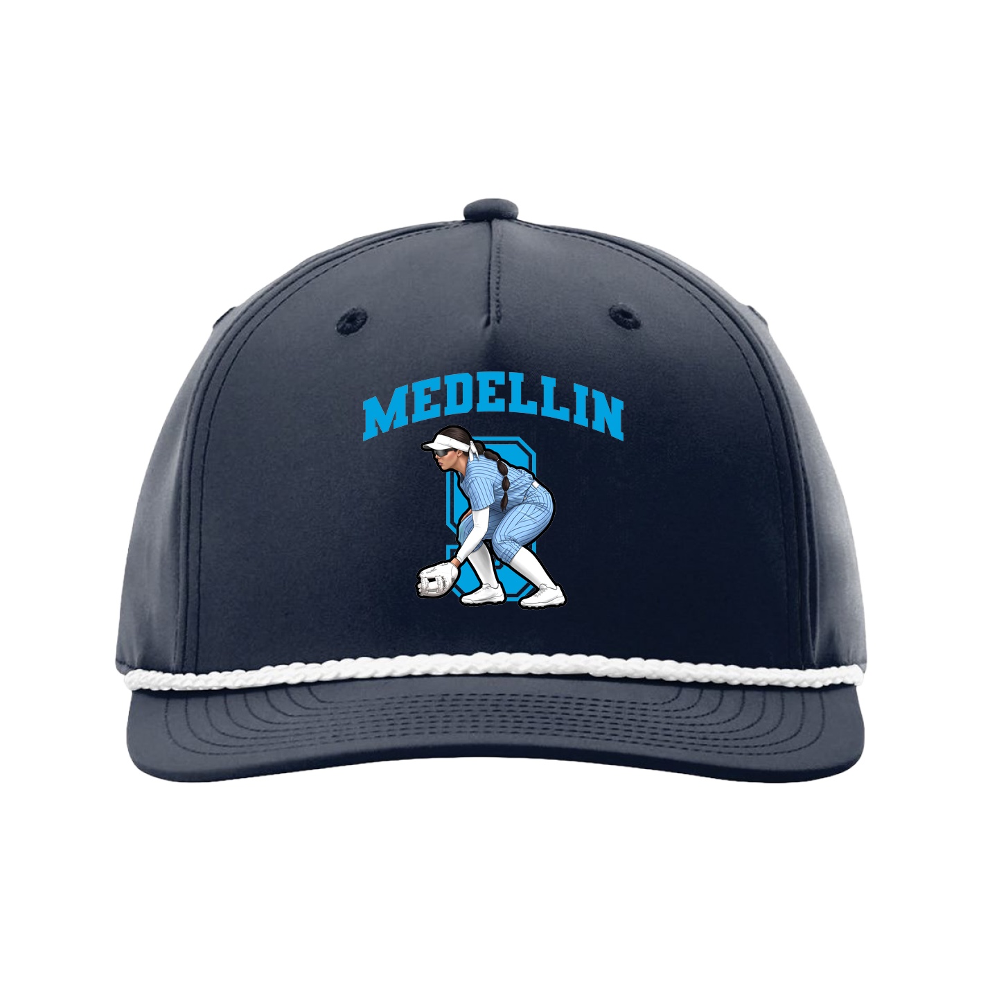 Five-Panel Classic Rope Cap — Number in Navy
