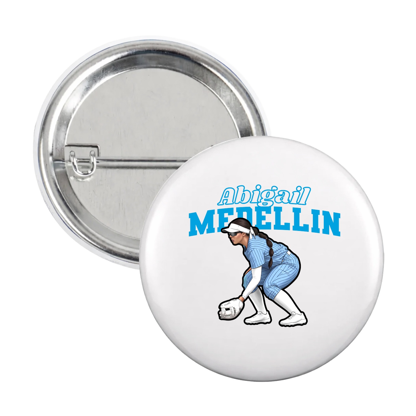 Game Day Button — Name Arch in White