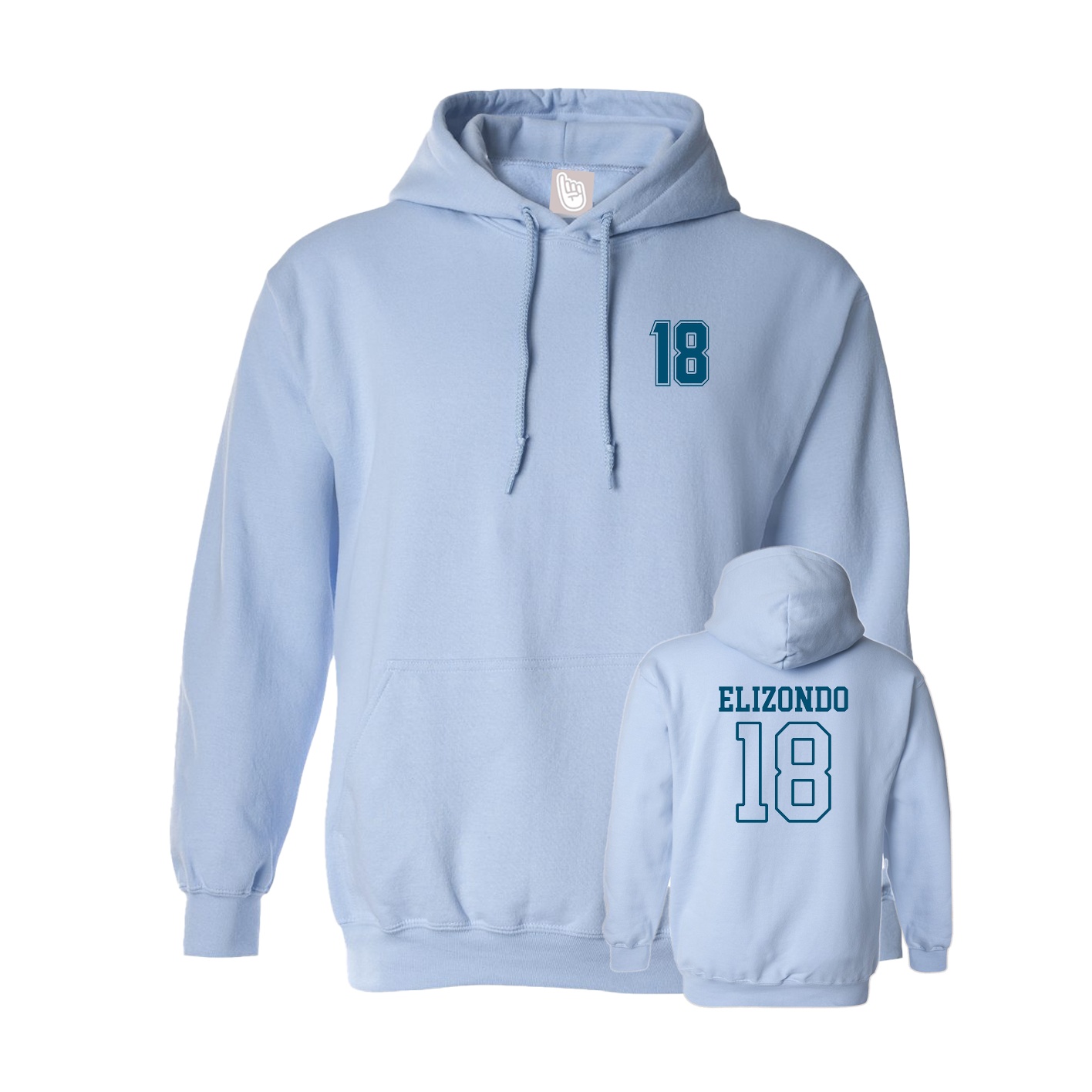 Hoodie — Chest Back in Light Blue