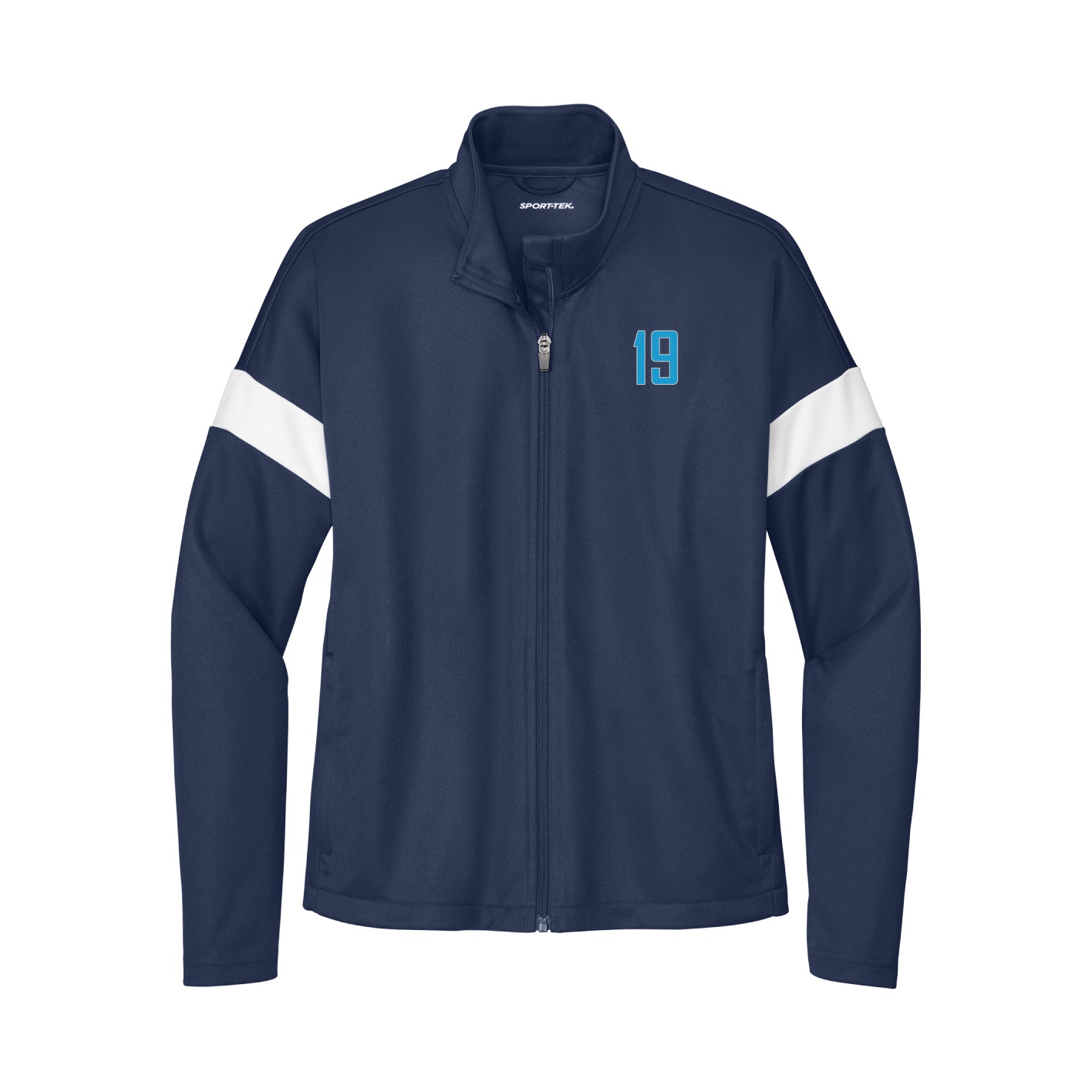 Womens Team Travel Full-Zip Jacket — Front Shirsy in Navy/White