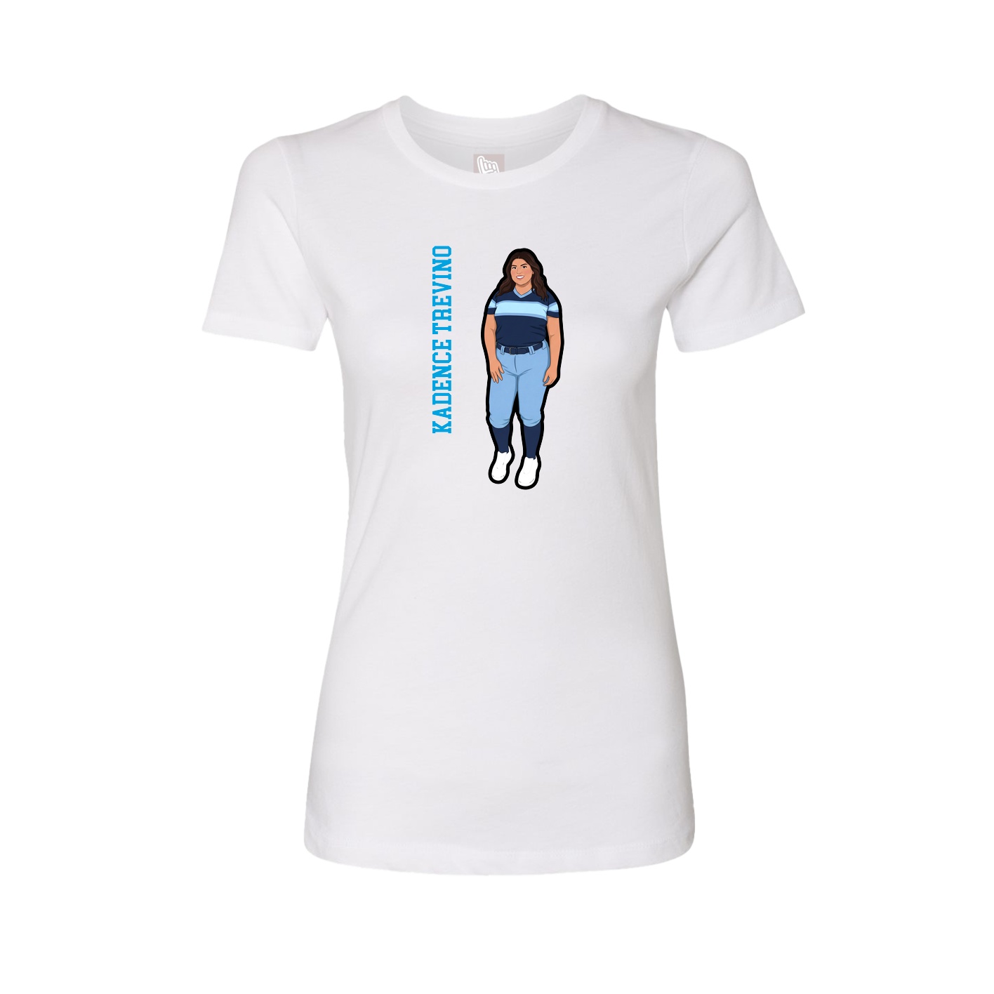 Fitted Women's Tee — Name Vertical in White