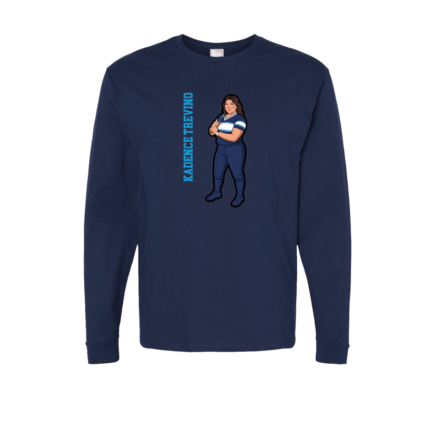 Long Sleeve Tee — Name Vertical in Navy
