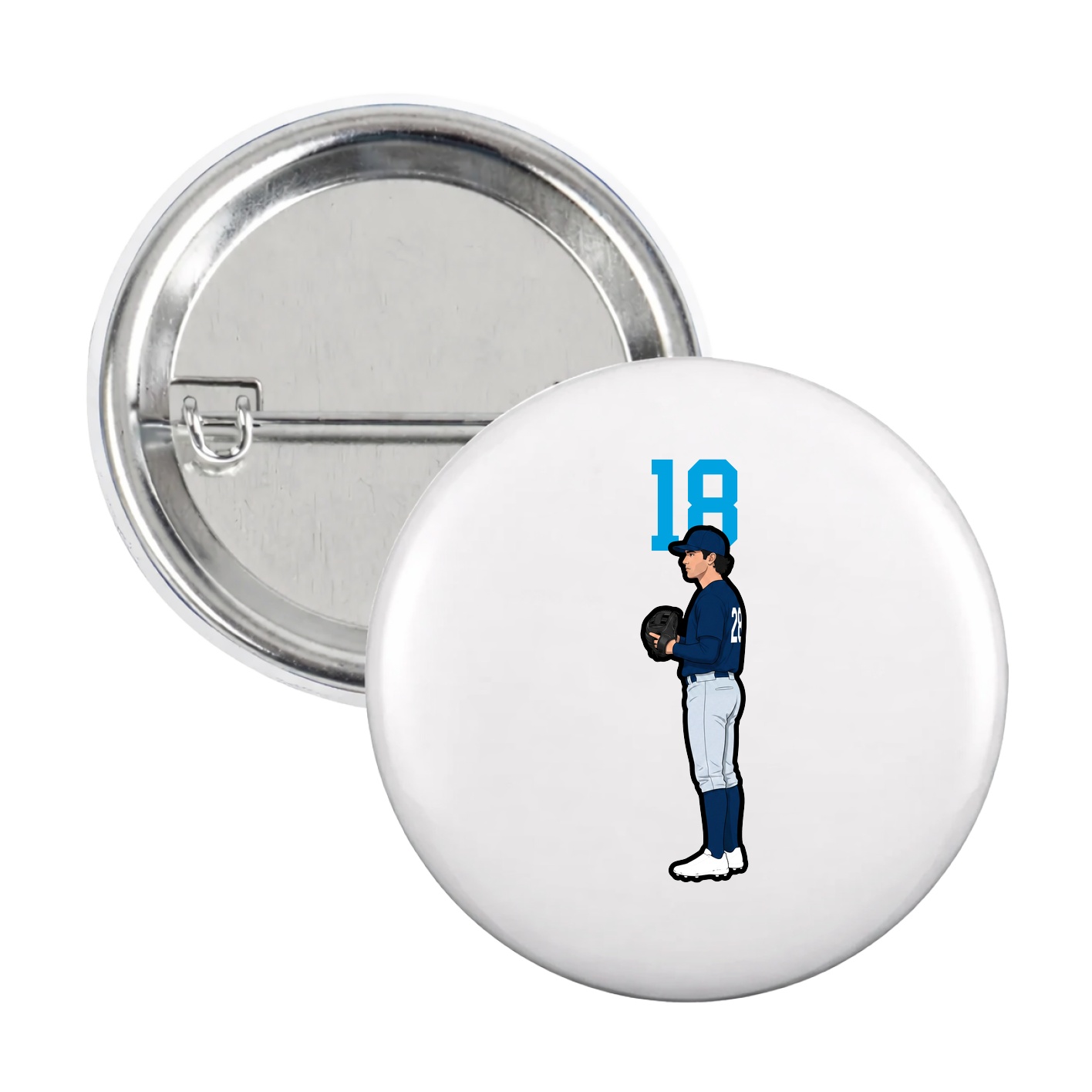 Game Day Button — Number Top in White