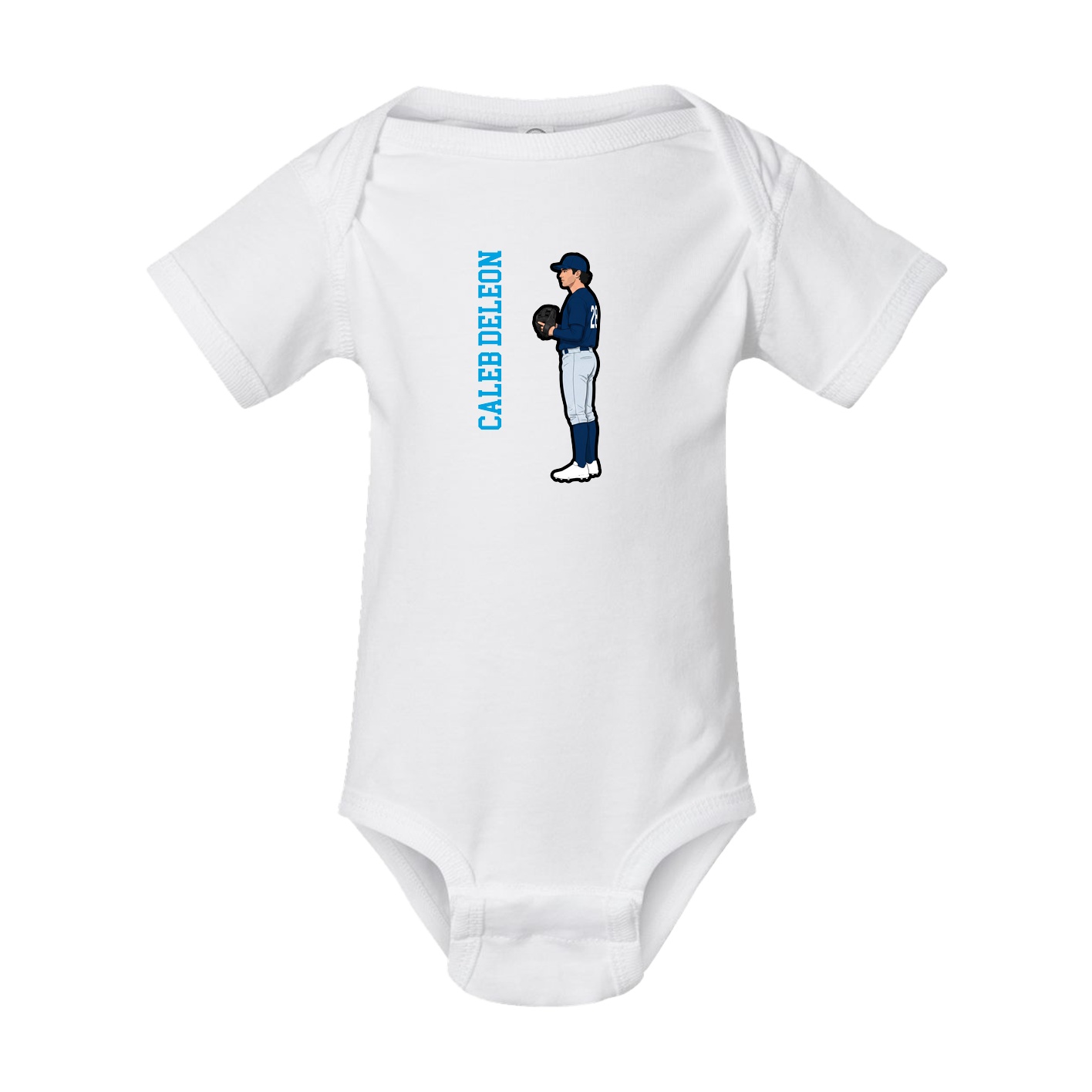 Baby Onesie — Name Vertical in White