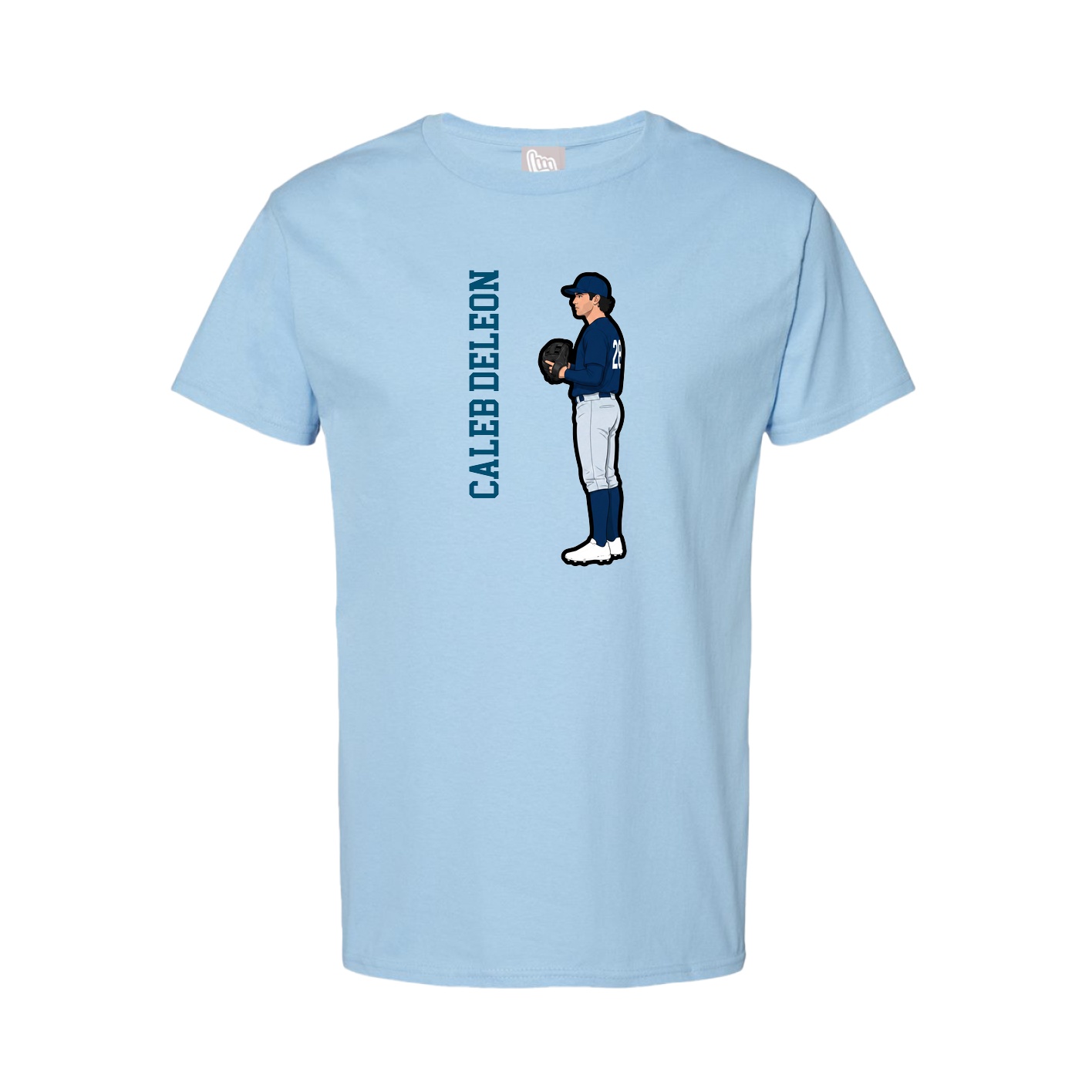 Tee — Name Vertical in Light Blue