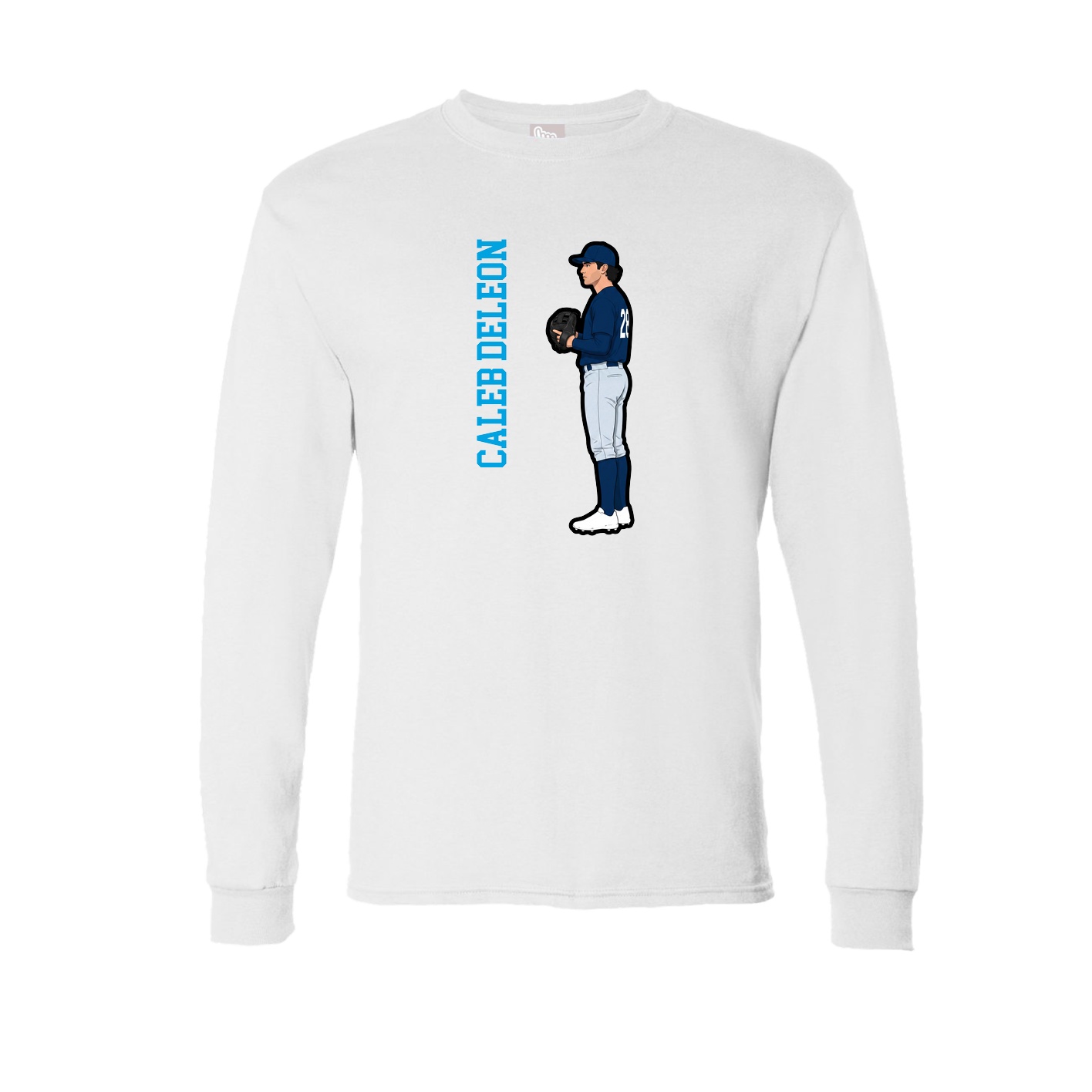 Long Sleeve Tee — Name Vertical in White