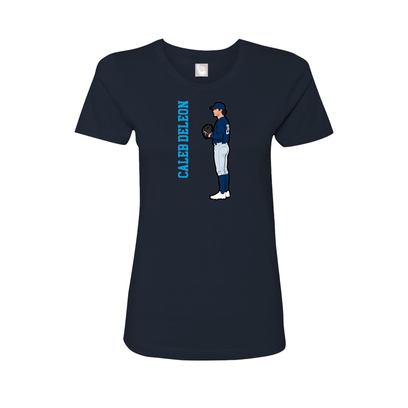 Fitted Women's Tee — Name Vertical in Navy