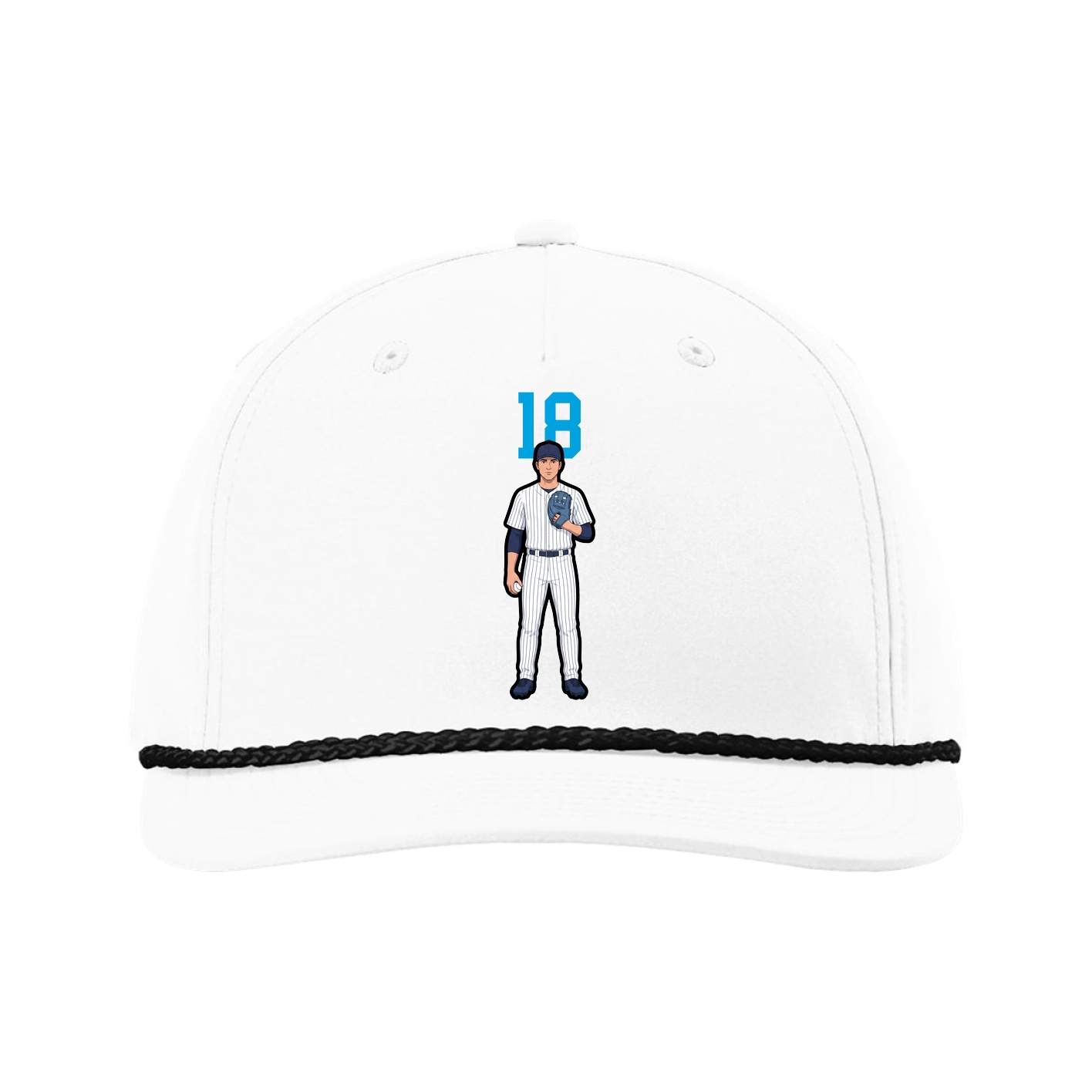 Five-Panel Classic Rope Cap — Number Top in White