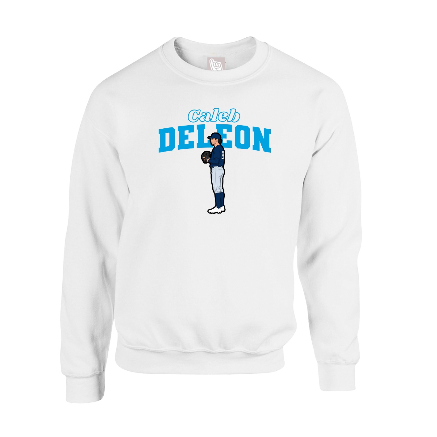 Fleece Crew — Name Arch in White